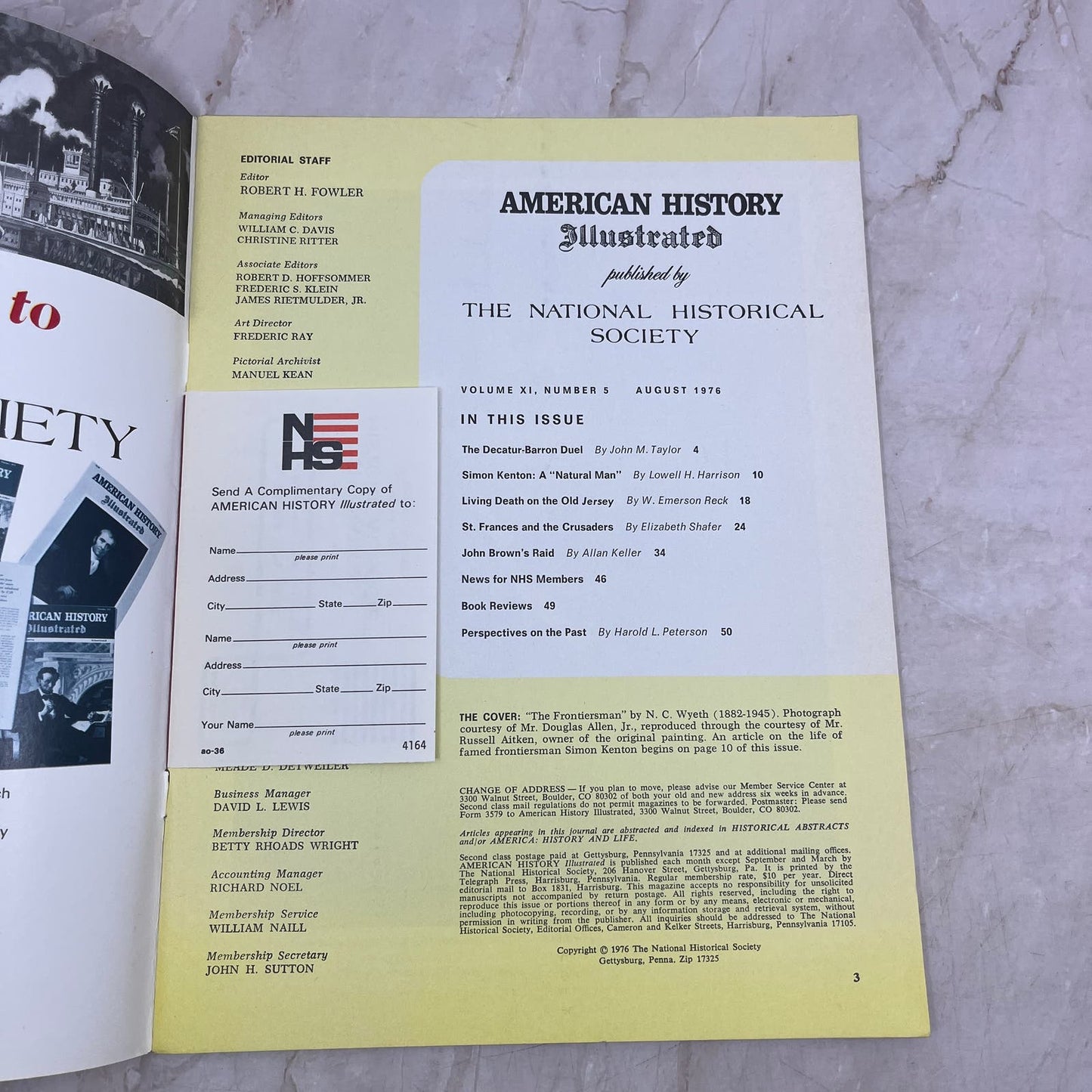 1976 Aug - American History Illustrated Magazine - The Frontiersman NC Wyeth M21