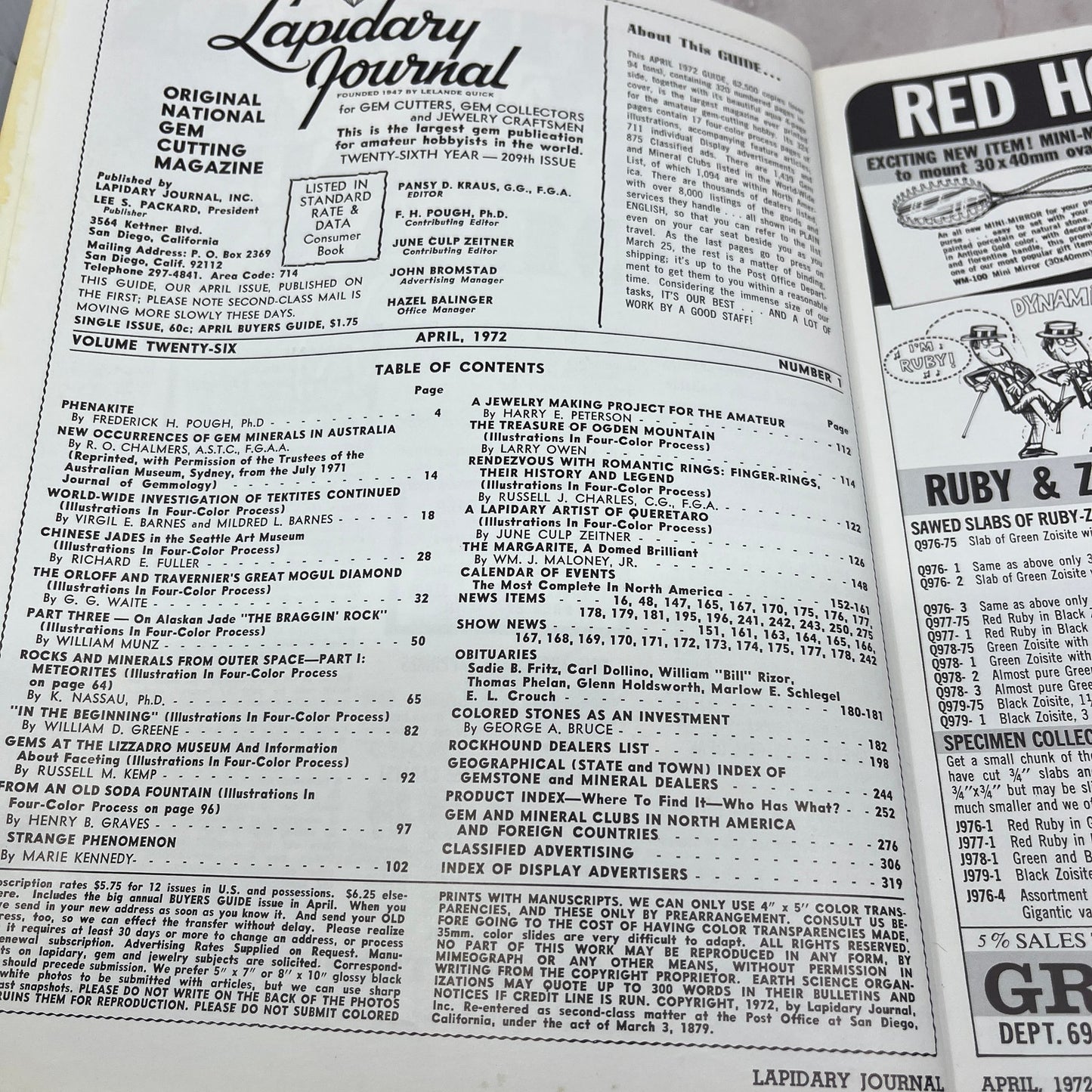 26th Year Rockhound Buyers Guide - Lapidary Journal Magazine - Apr 1972 M28