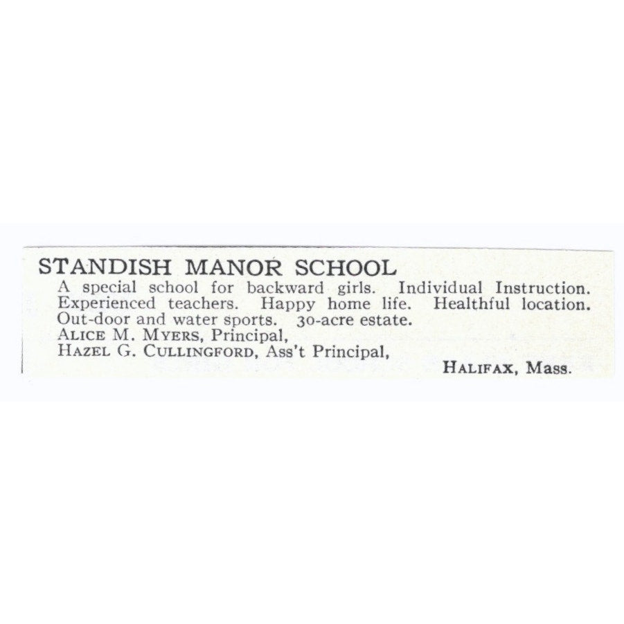 Standish Manor School Alice M Myers Hazel G Cullingford Halifax 1924 Ad AD8-O9