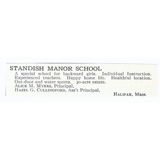 Standish Manor School Alice M Myers Hazel G Cullingford Halifax 1924 Ad AD8-O9