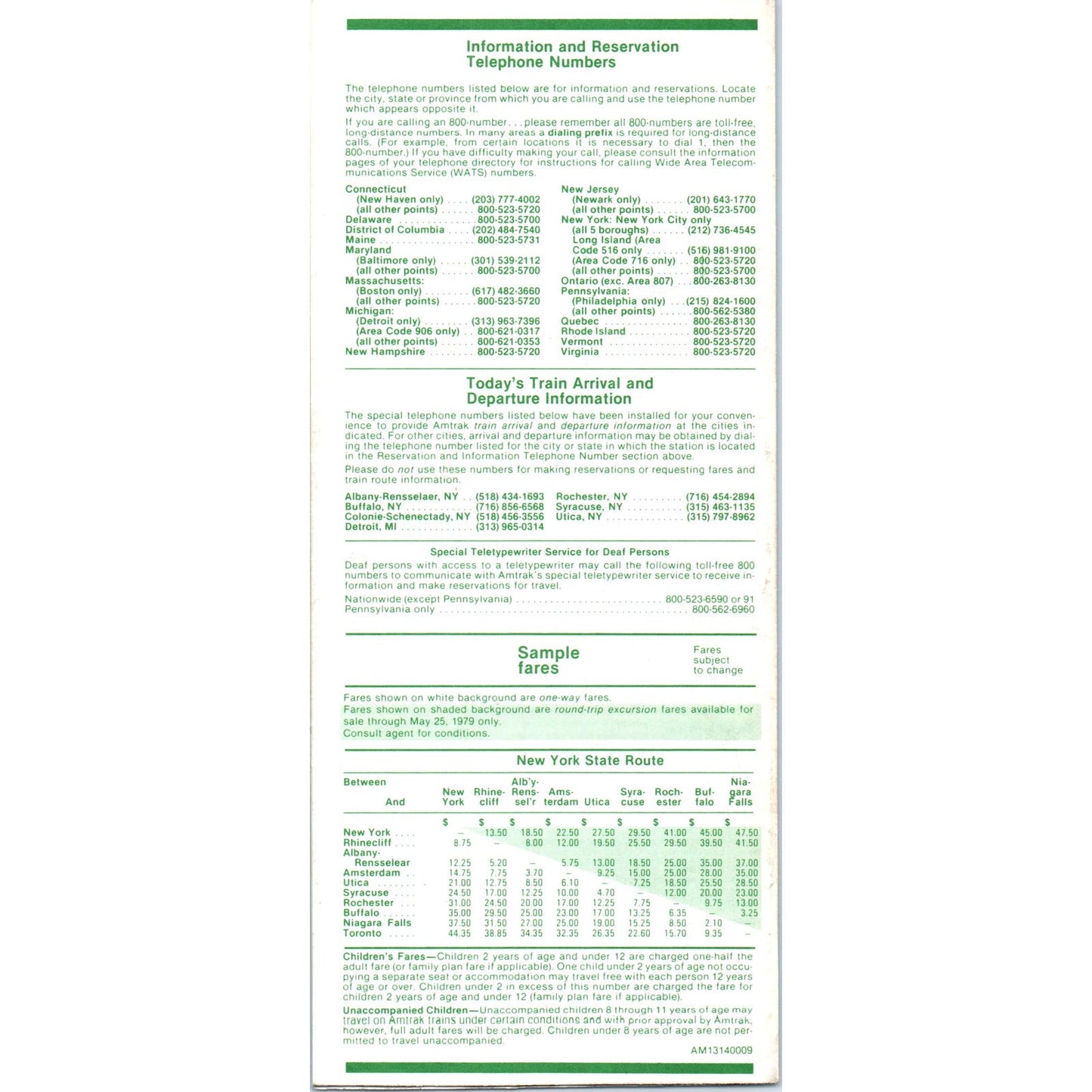 1979 Amtrak Train Timetables New York State/Montreal Routes AE9-X2