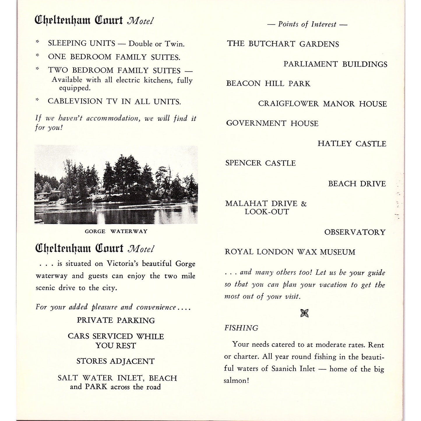 Cheltenham Court Motel Harold Phyllis Wilson Victoria BC 1960s Brochure TH2-TB4