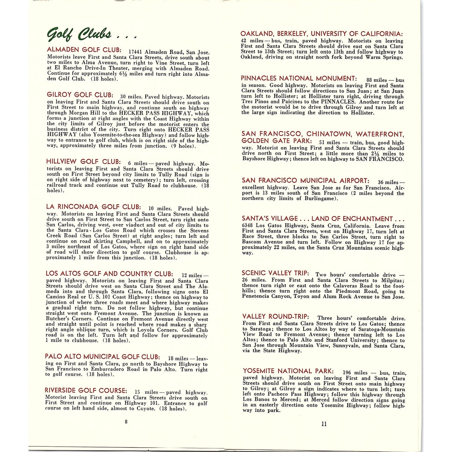 1950s Santa Clara County Interesting Places to See & Trips to Take Guide AF9-2