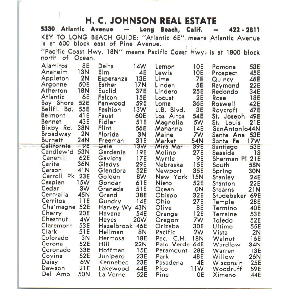 Hursel C. "Red" Johnson Realtor Long Beach CA Vintage Business Card SD8-B1