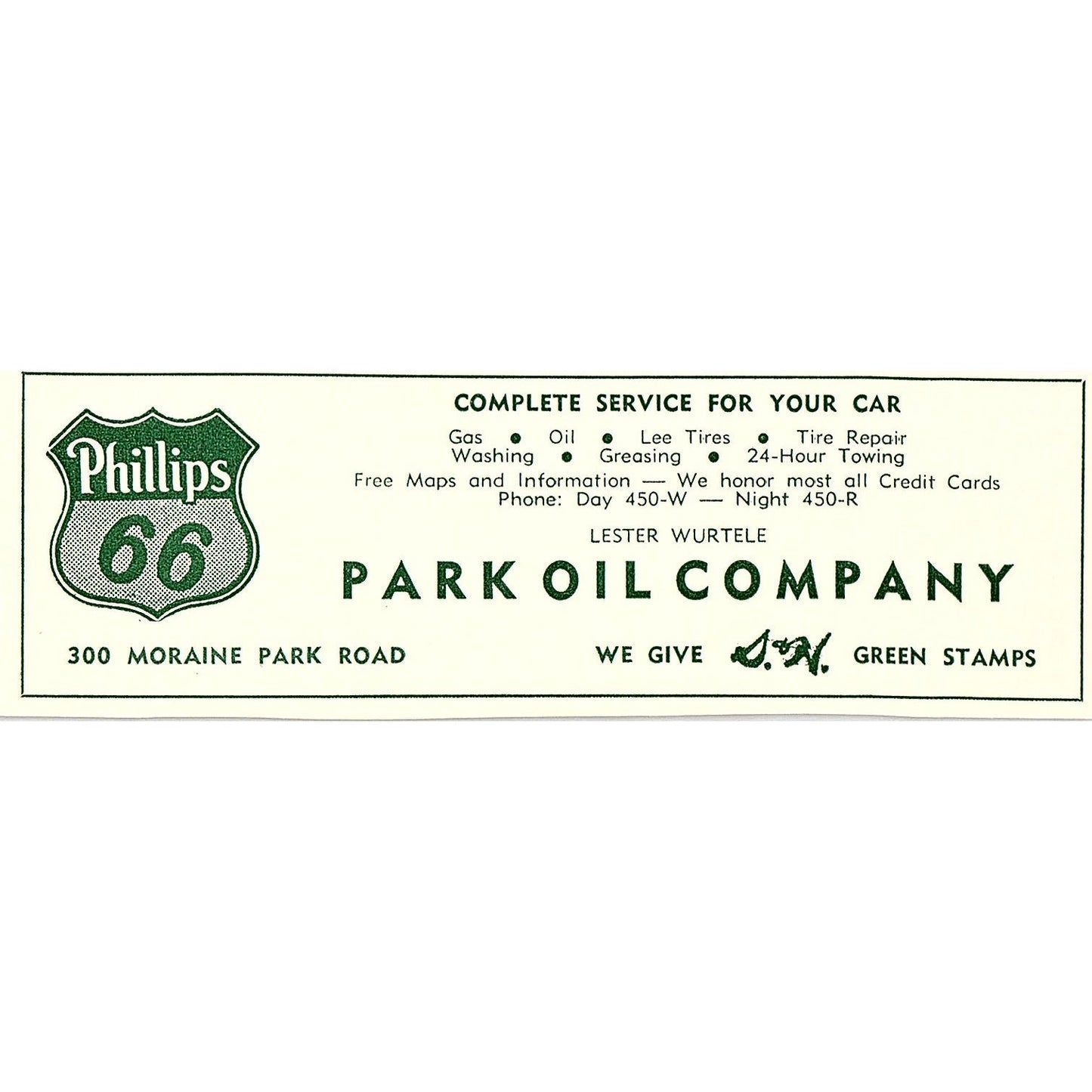 Park Oil Co Phillips 66, Thunderbird Gift Shop 1957 Estes Park CO Ad AG4-M1