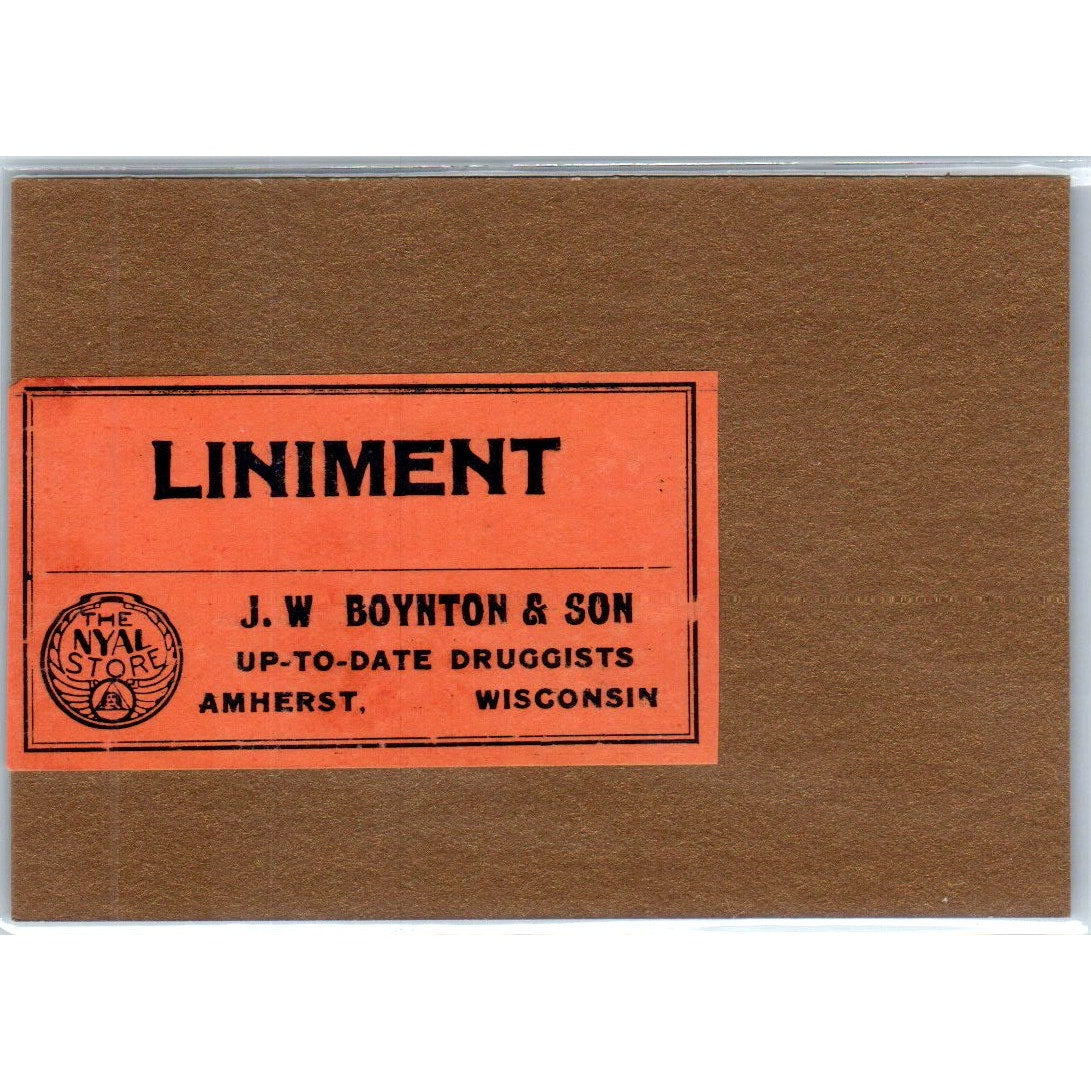 J.W. Boynton & Son Liniment Amherst WI Antique Apothecary Label TH2-AL