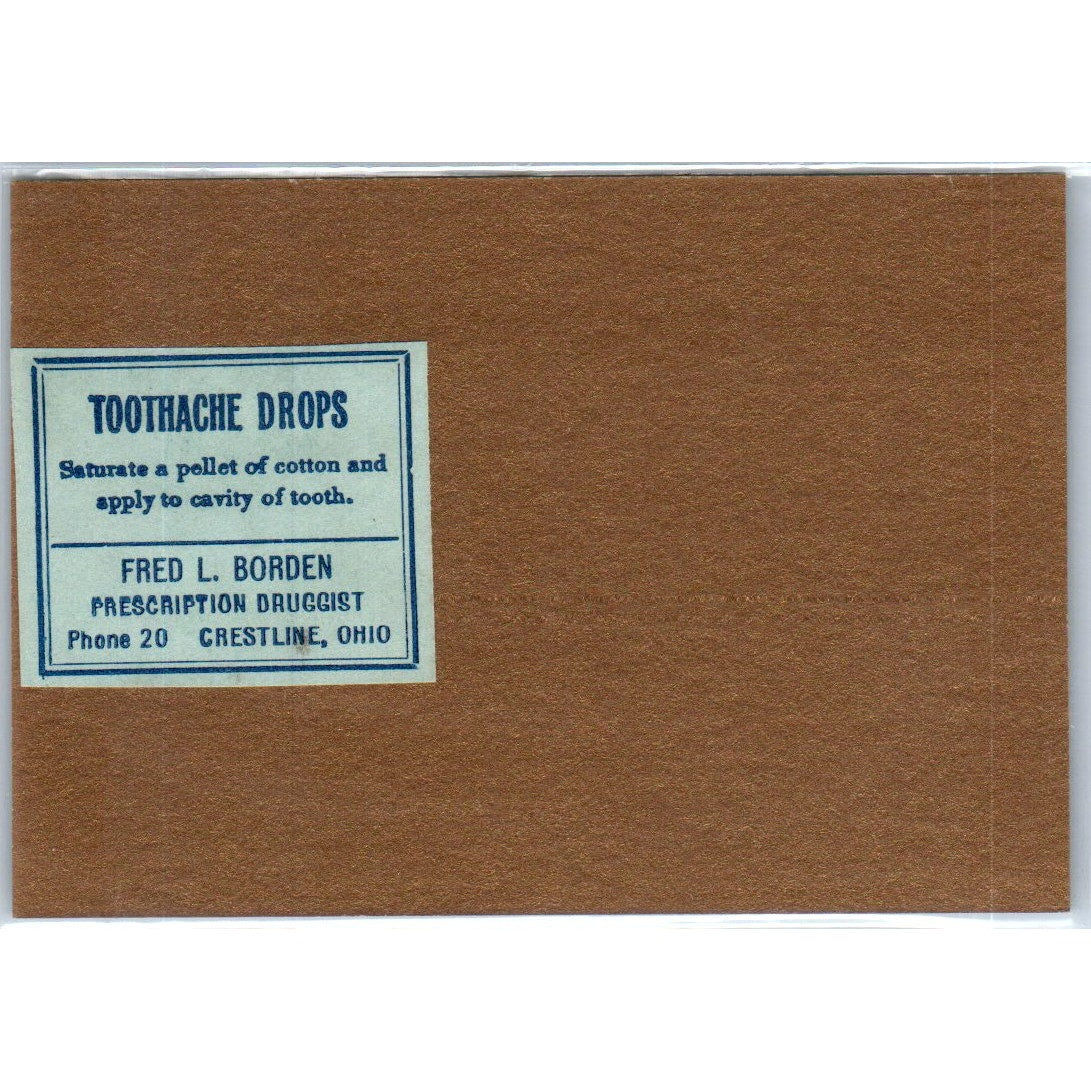Fred L. Borden Druggist Crestline OH Toothache Drops Apothecary Label TH2-AL