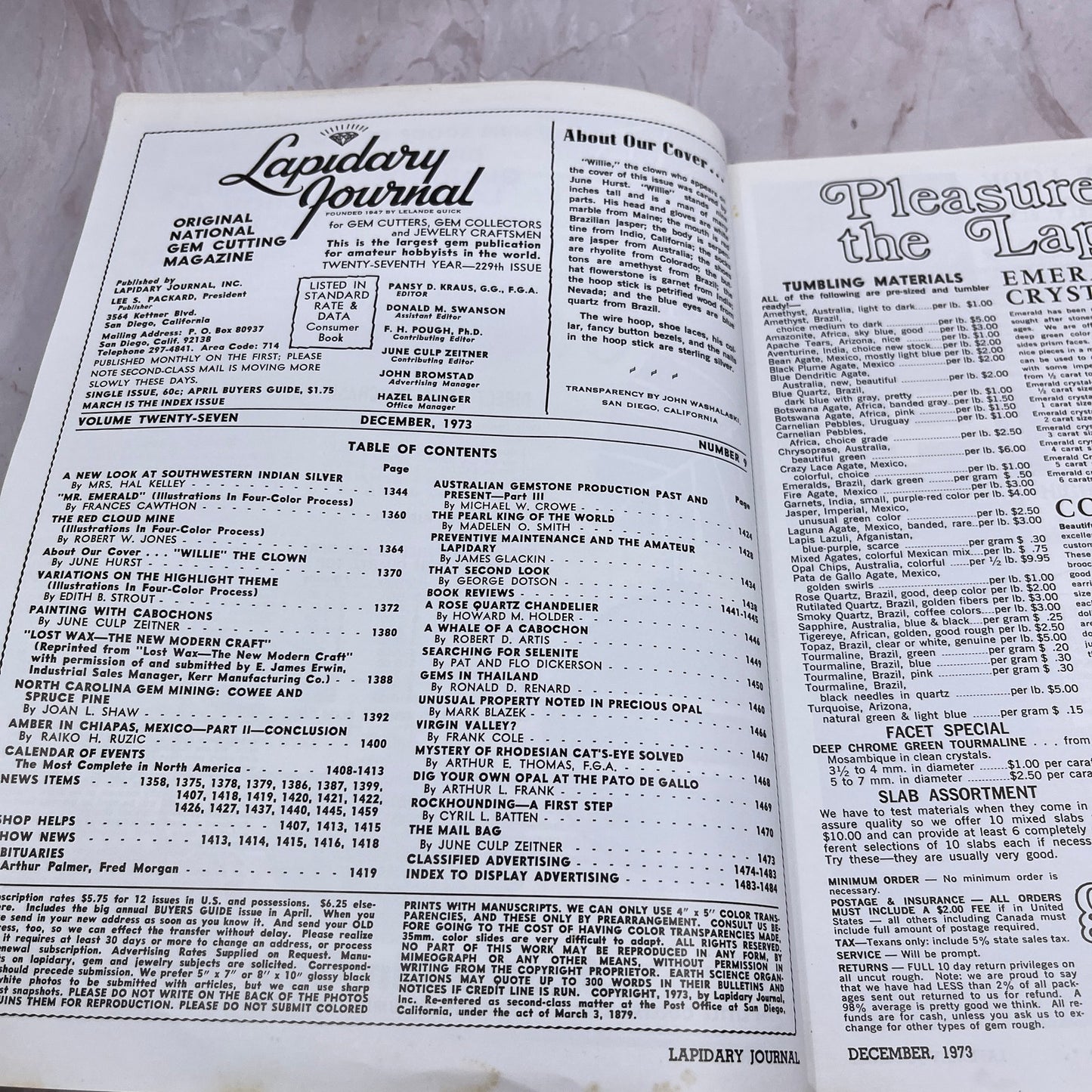 Willie The Clown - Lapidary Journal Magazine - Dec 1973 M22