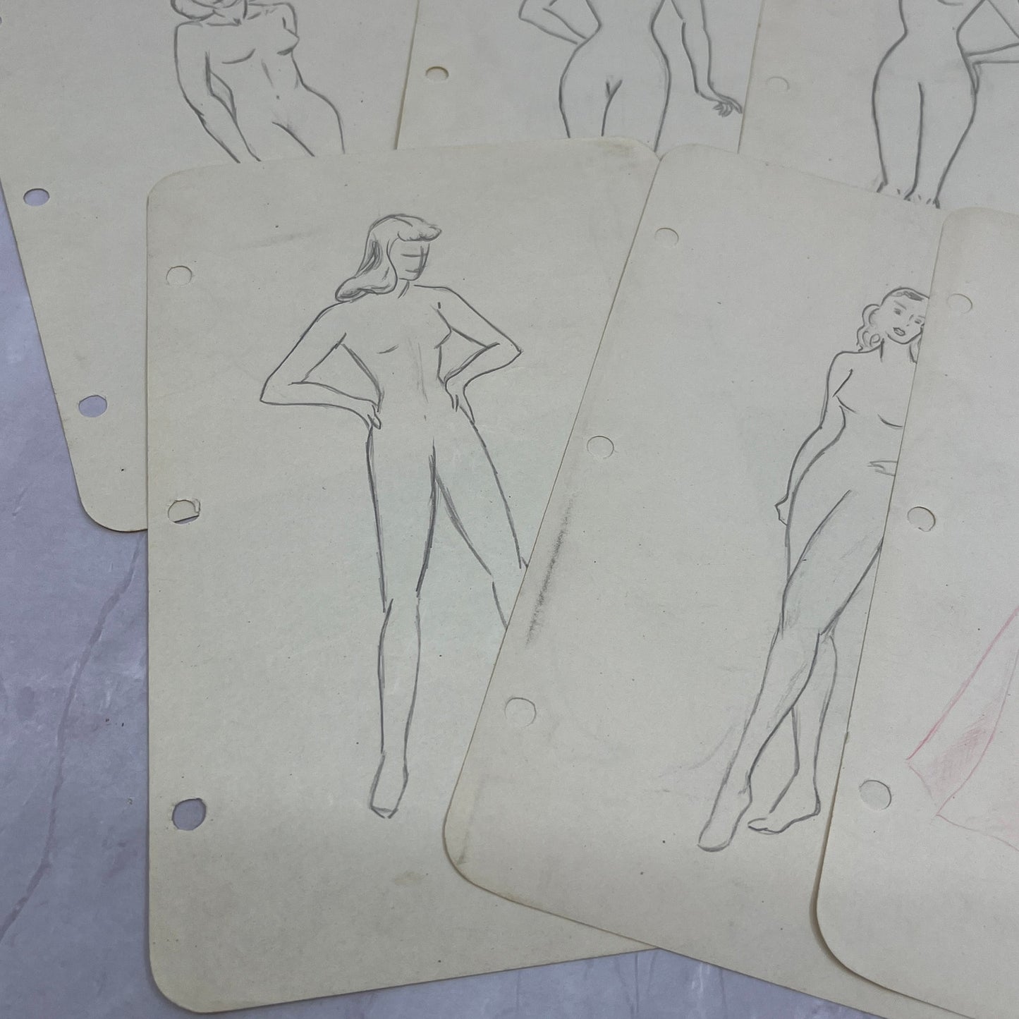 1940s Lot of 15 Art Student 5x8 Female Figural Sketches Winifred Schutsky TC5