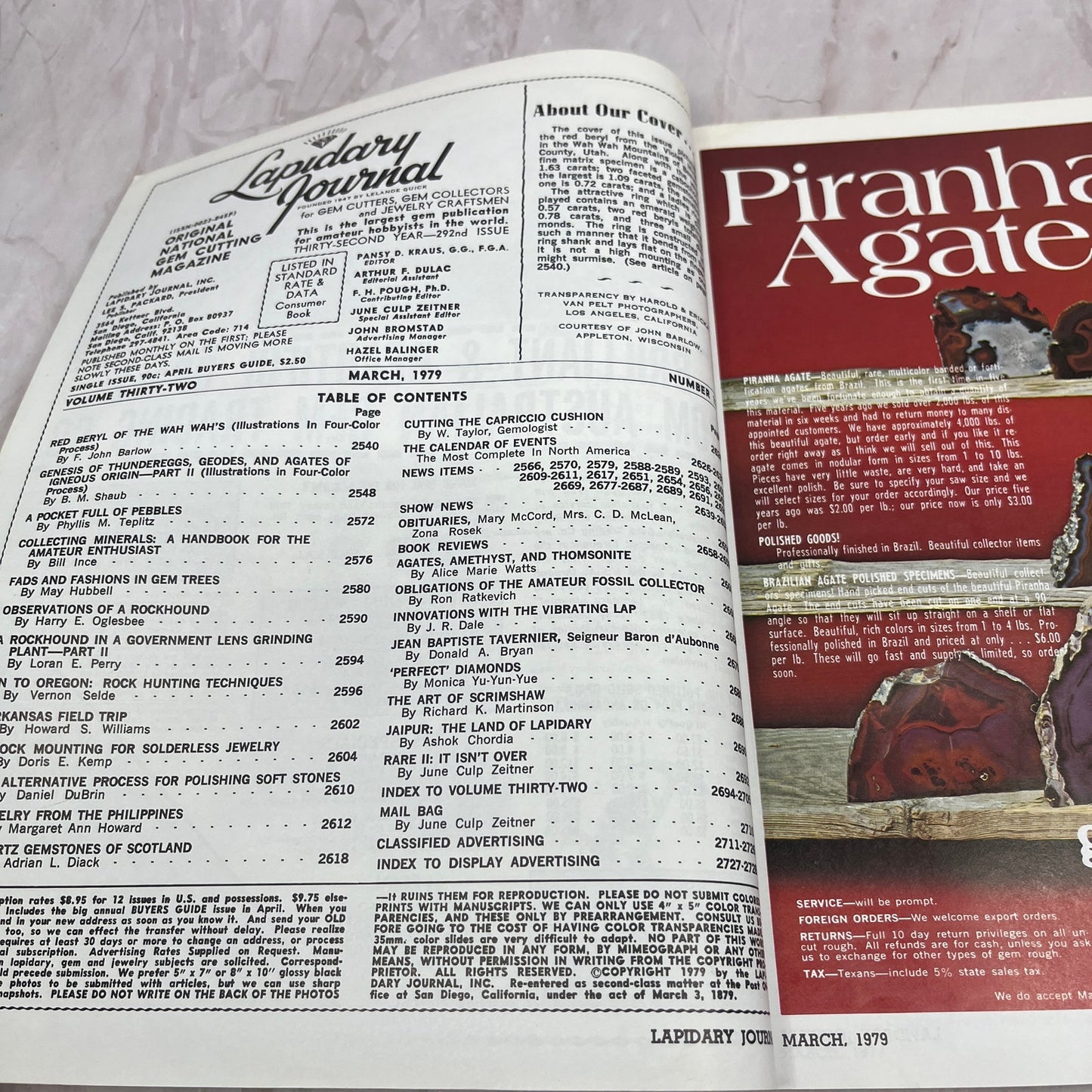 Red Beryl - Lapidary Journal Magazine - Mar 1978 M28