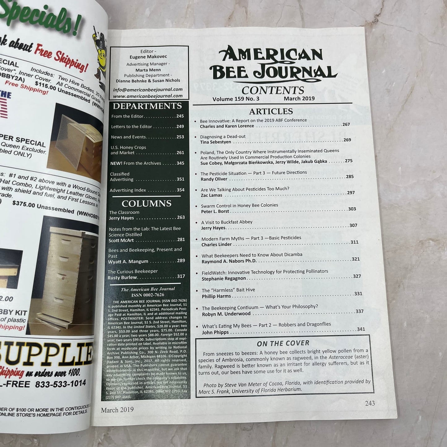 2018 March American Bee Journal Magazine Bees Beekeeping Honey M8