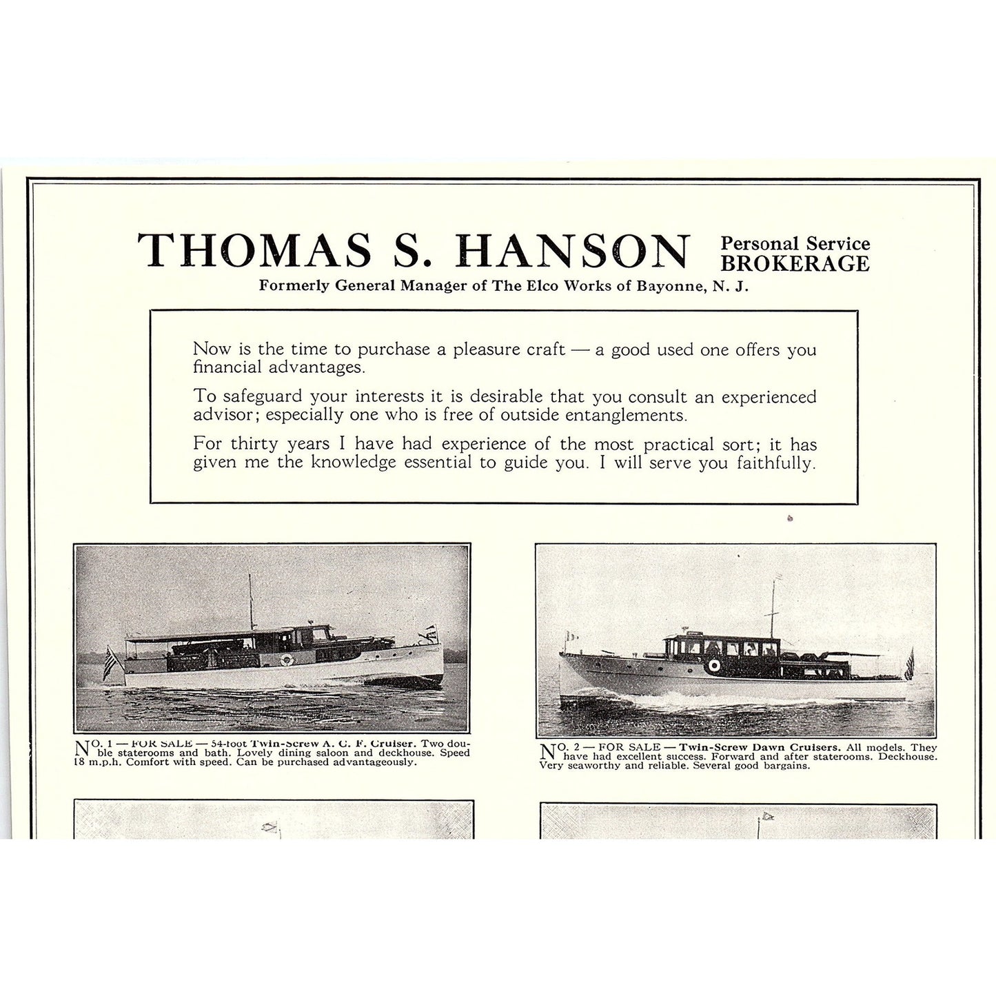 Runabout Yacht Bargains Lyon-Tuttle Corporation City Island NYC 1932 AG2-7