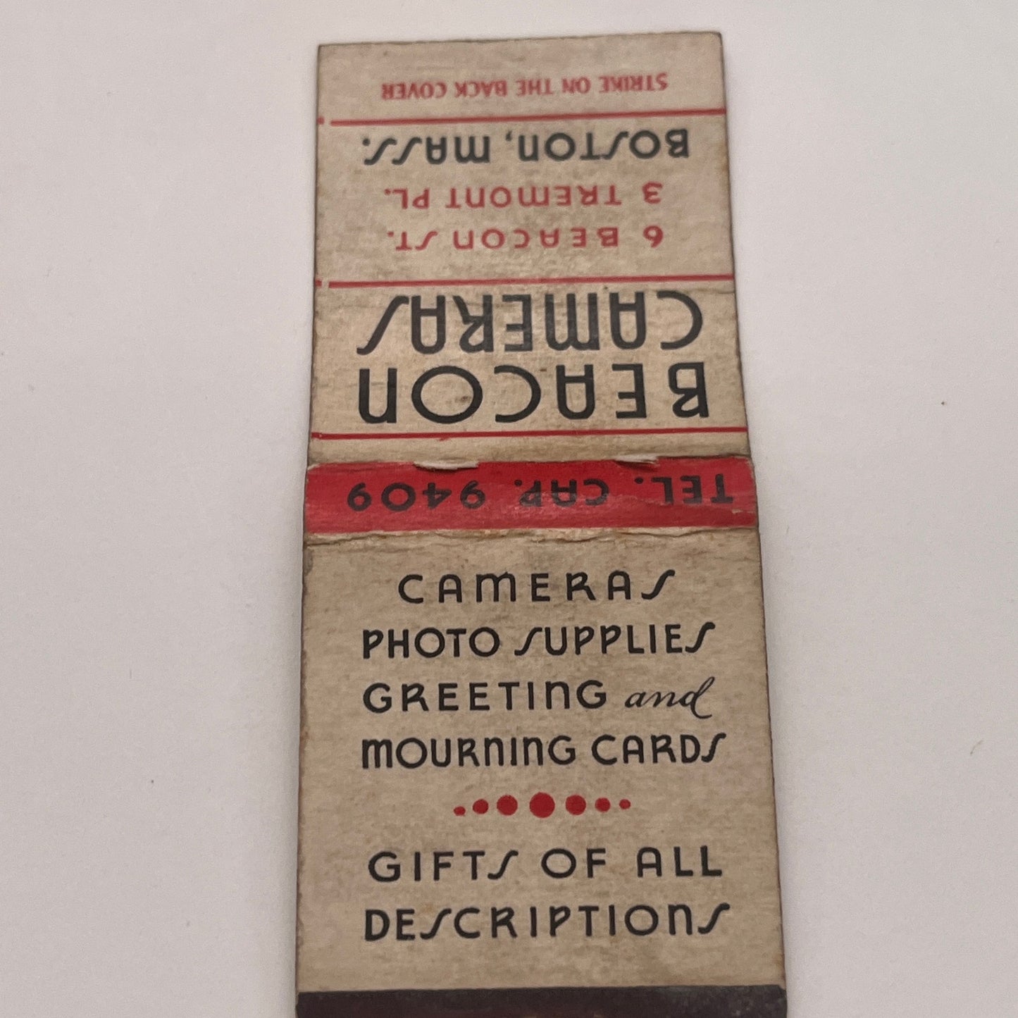 Beacon Cameras Boston MA Vintage Matchbook Cover TB8-MB2-3