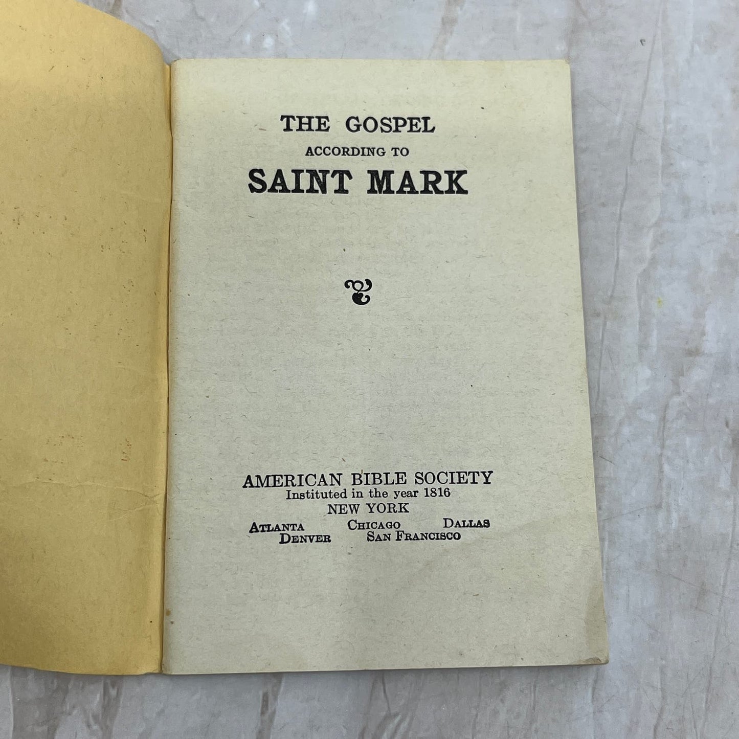 1928 The Gospel Of Saint Mark - Pocket Bible Tract Sea Of Galilee 4 1/2" TG9-E2