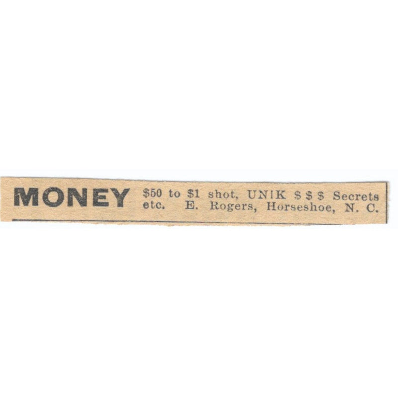 Money Secrets E. Rogers Horseshoe NC 1910 Magazine Ad AF1-SS7