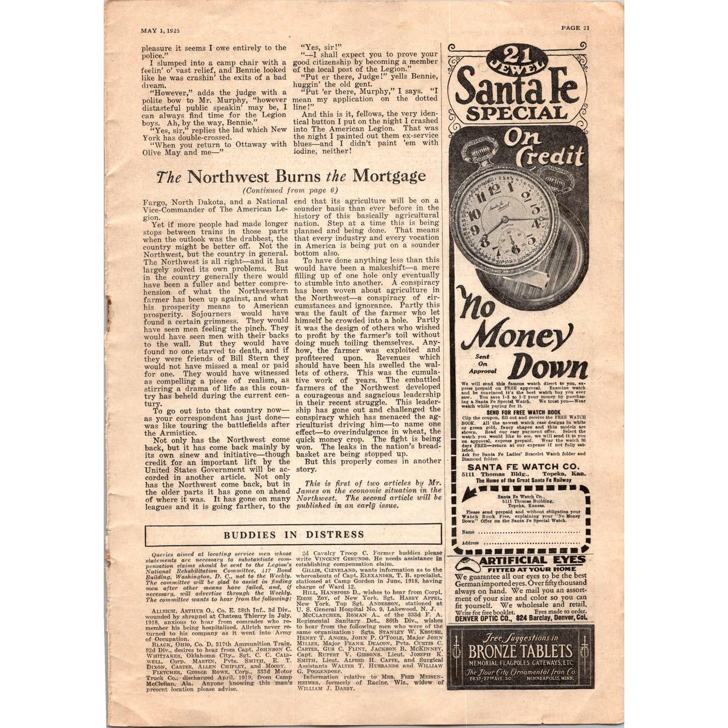 The Northwest Burns the Mortgage by Marquis James 3 Page 1923 Article SI10