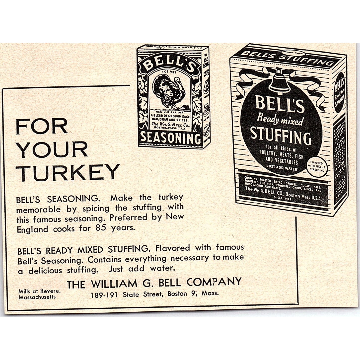 The William G. Bell Company Boston MA 1952 Yankee Magazine Ad SAG5-H8