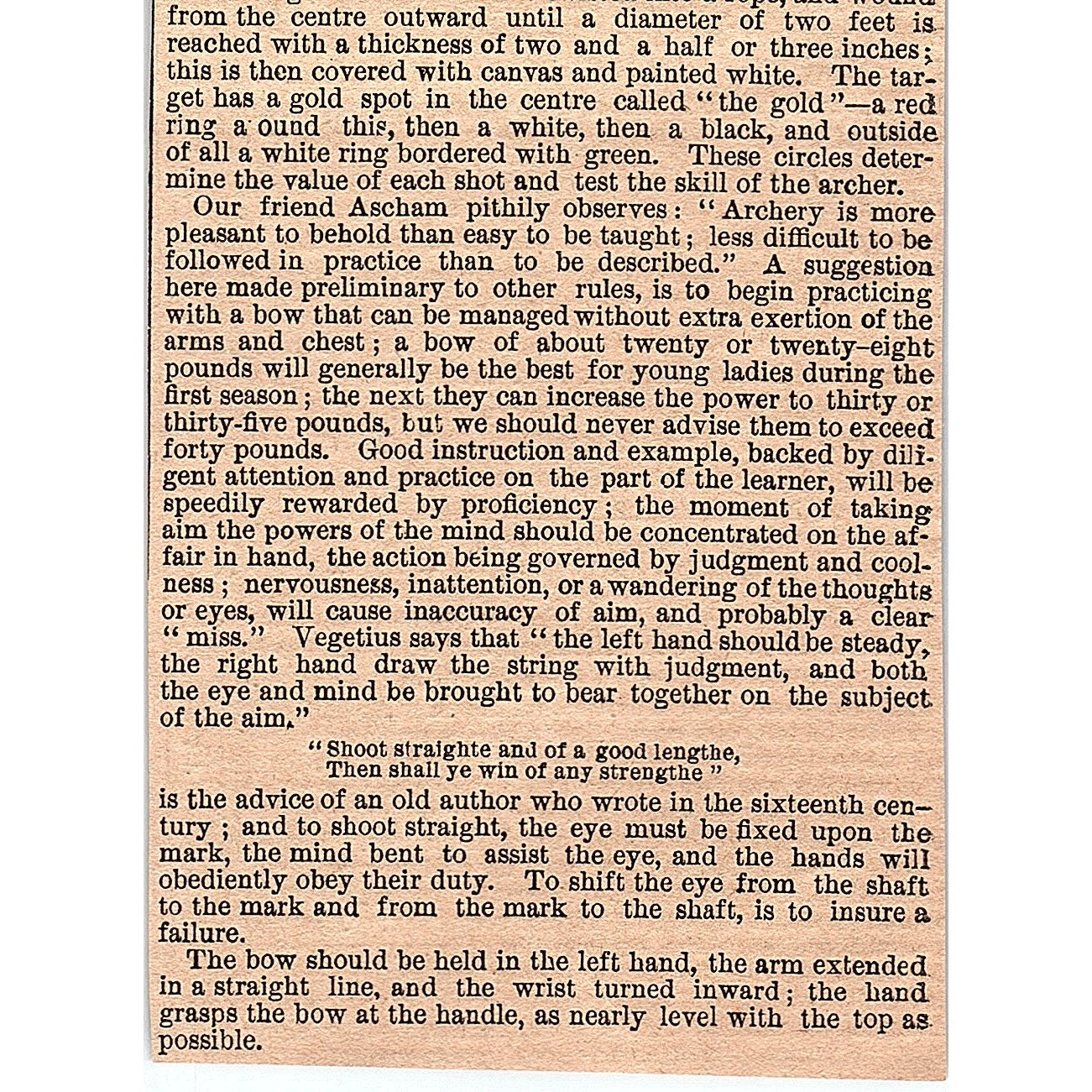 Something About Archery Roger Ascham 3 Pages 1878 Article AG2-7