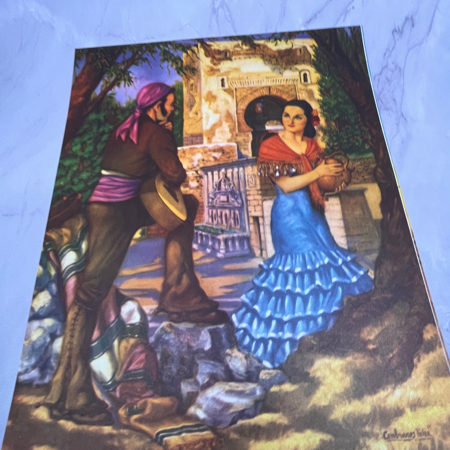 Patio Andaluz - Retro Mexican Art 11.5x14.5" Art Print V22