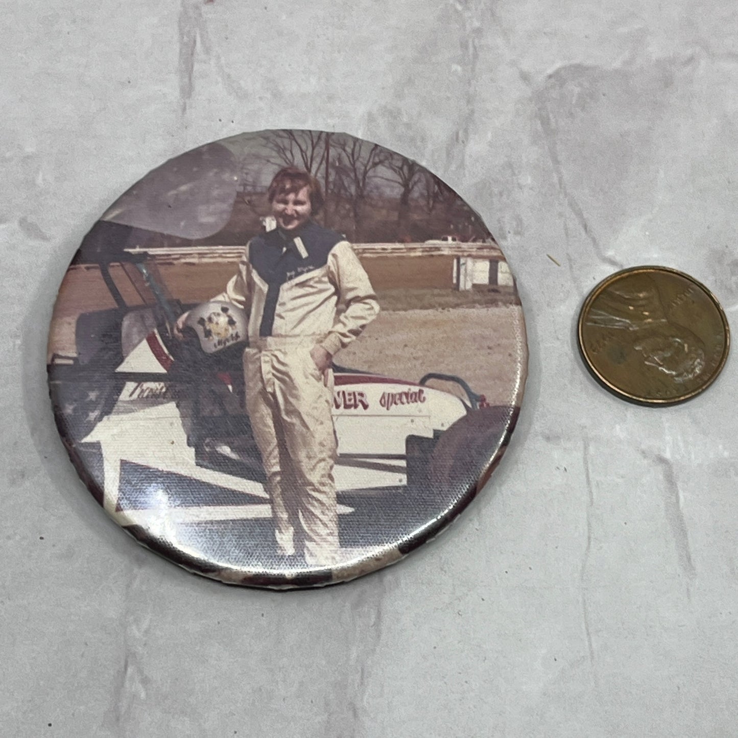 Vintage Racing Portrait Racecar Vintage Pinback Button TC5-PB