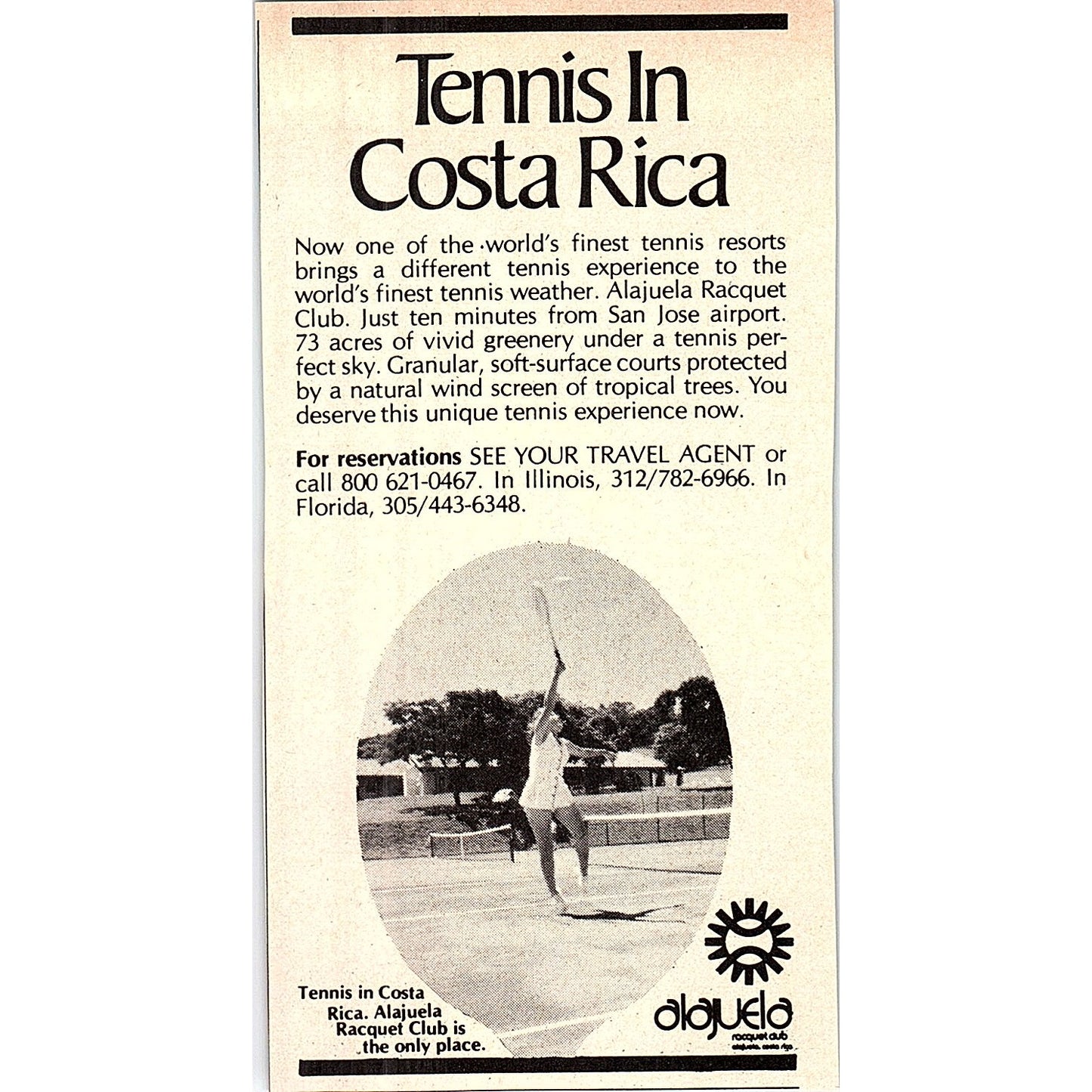 Alajuela Racquet Club Tennis in Costa Rica 1977 Ad AF3-Q2