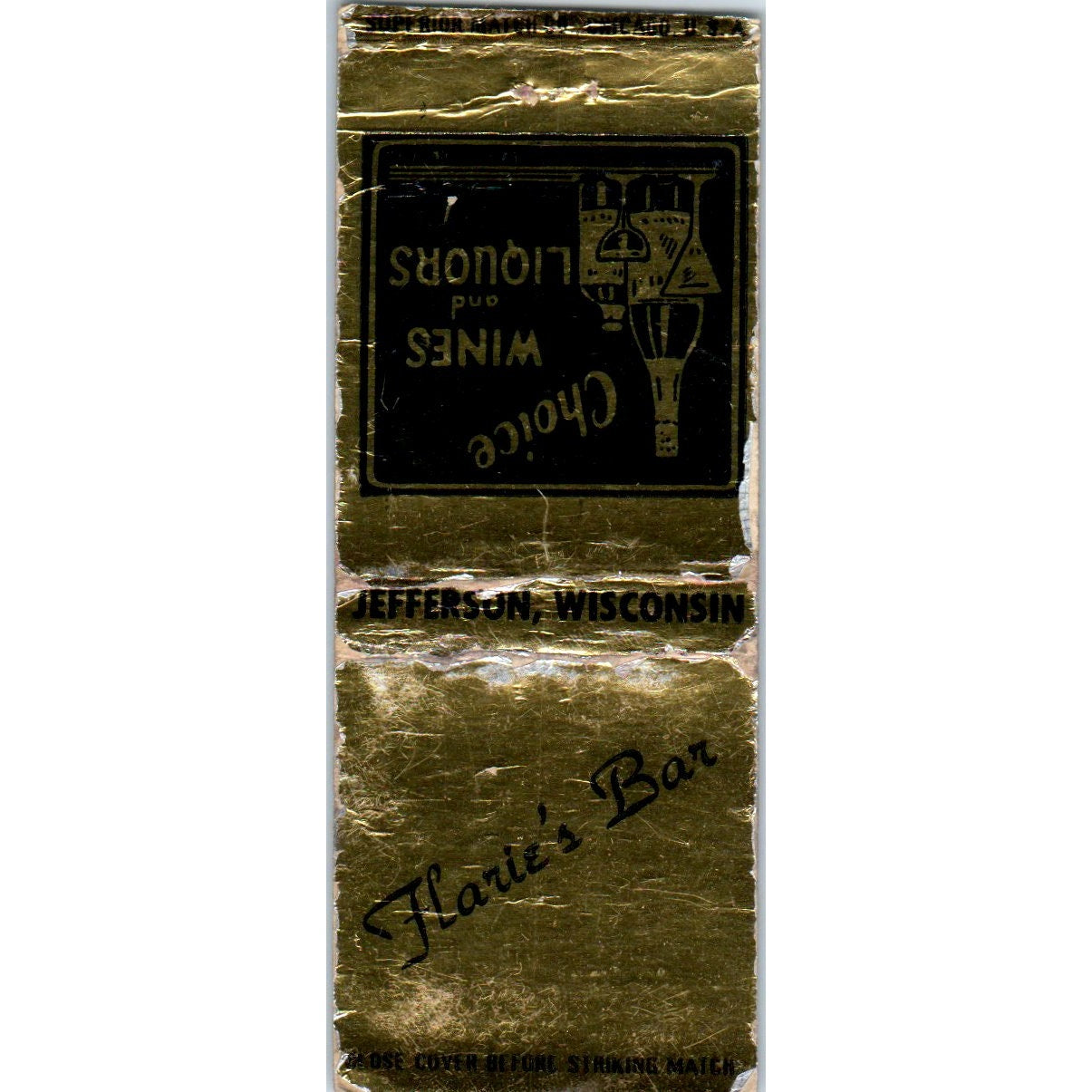 Flarie's Bar Jefferson WI Vintage Matchbook Cover SD4-Y16