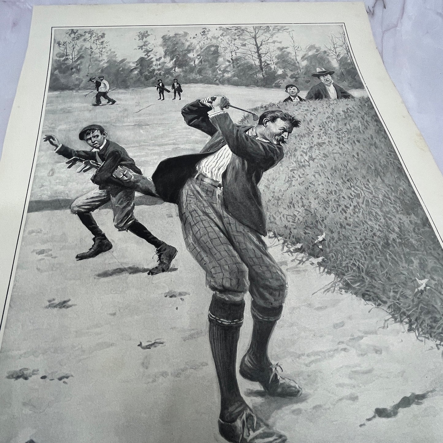 Angry Golfer - Temper - Original 1904 A.B. Frost Art Print V14-3