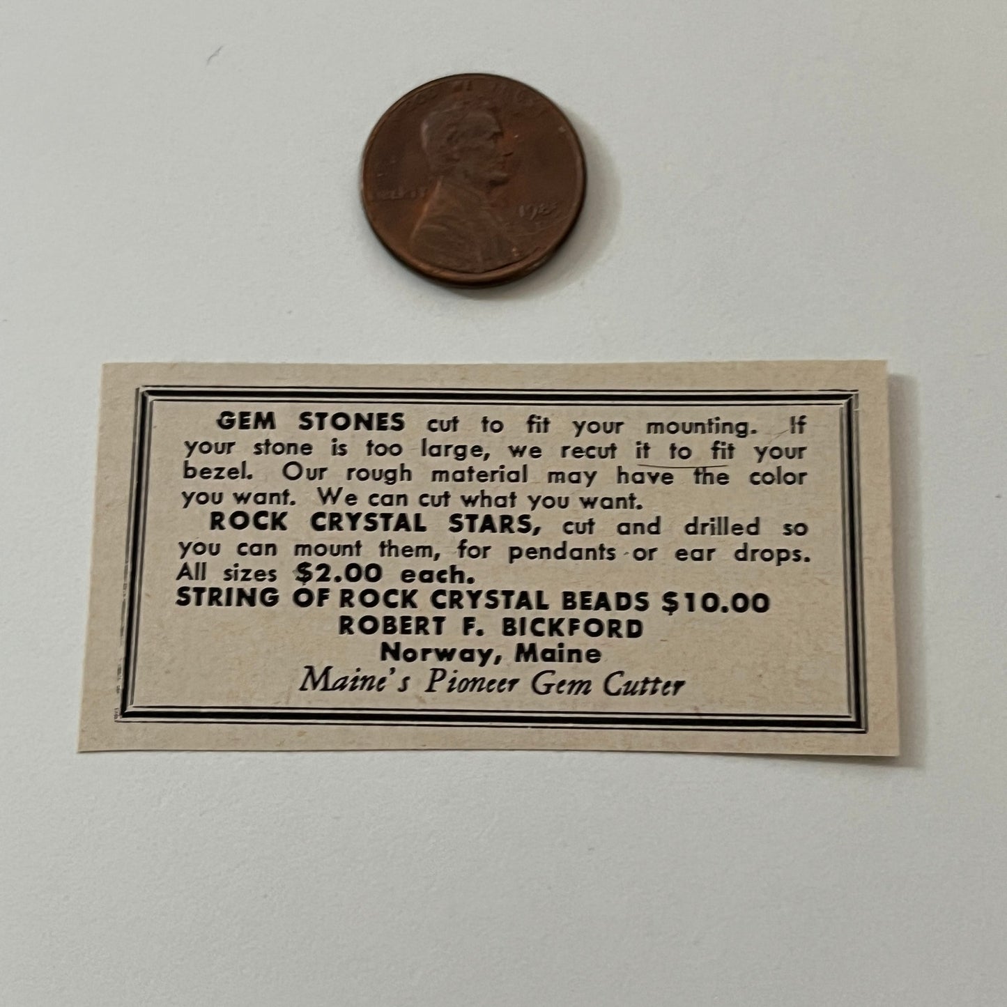 Pioneer Gem Cutter Robert F. Bickford Norway ME 1952 Yankee Magazine Ad SAG5-S3