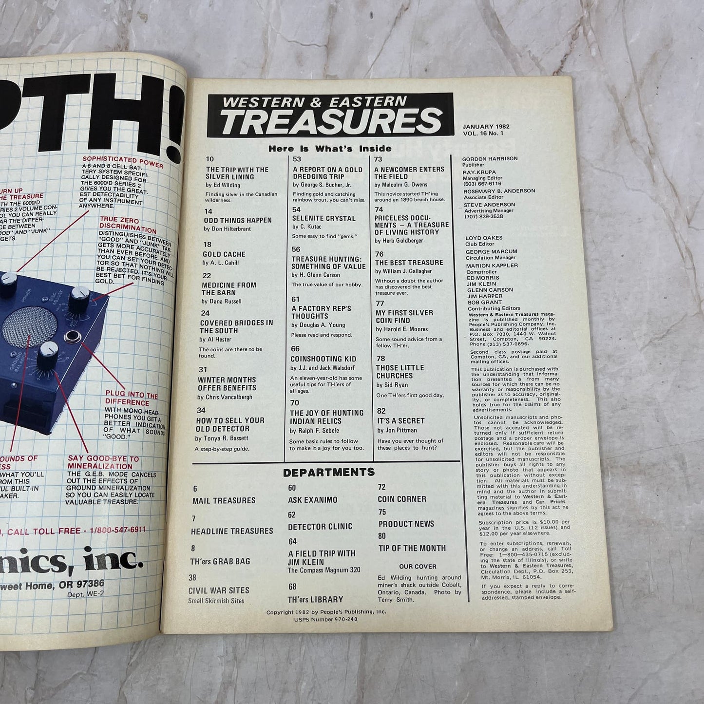 1982 Jan - Western & Eastern Treasures Magazine - Treasure Hunting Gold M13