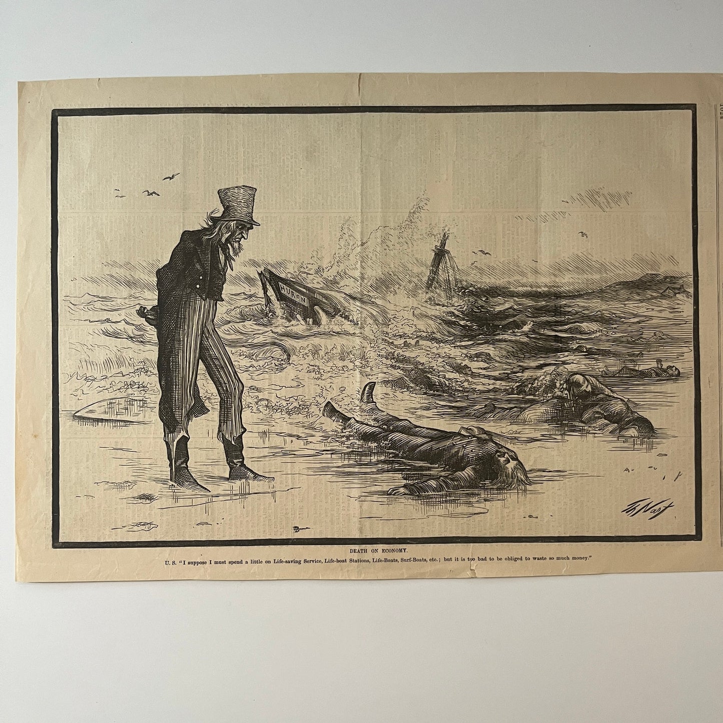 Harper's Weekly Death on Economy Uncle Sam Satire Engraving 1877 Dec 29 V1-7