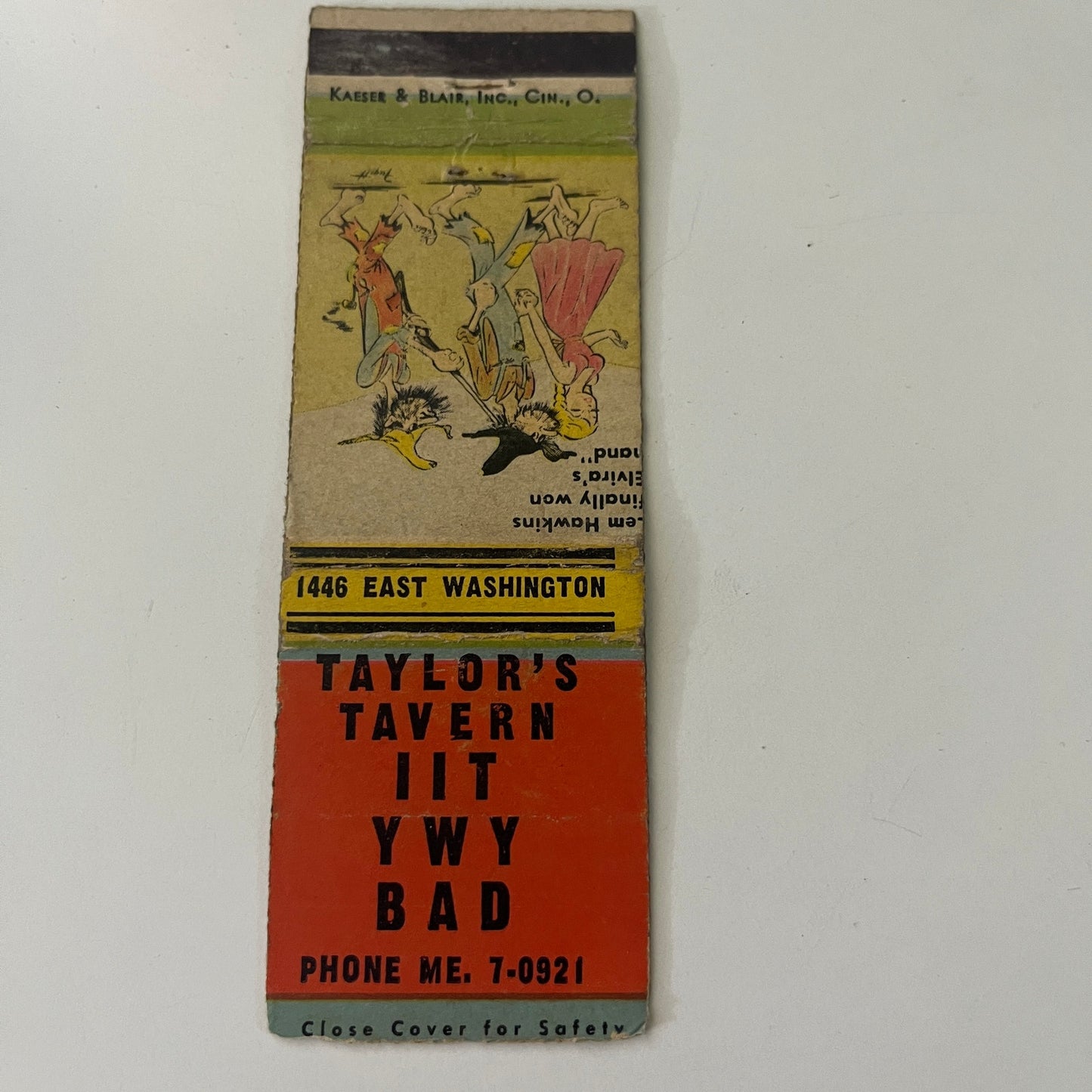 Taylor's Tavern 1446 E Washington Indianapolis Vintage Matchbook MB1-6