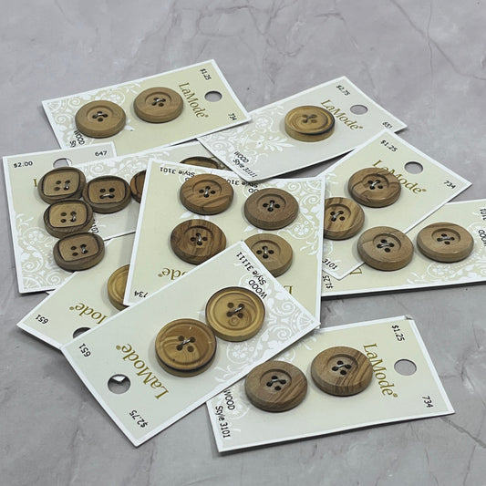 Huge Lot of LaMode Wooden Buttons on Cards TC5