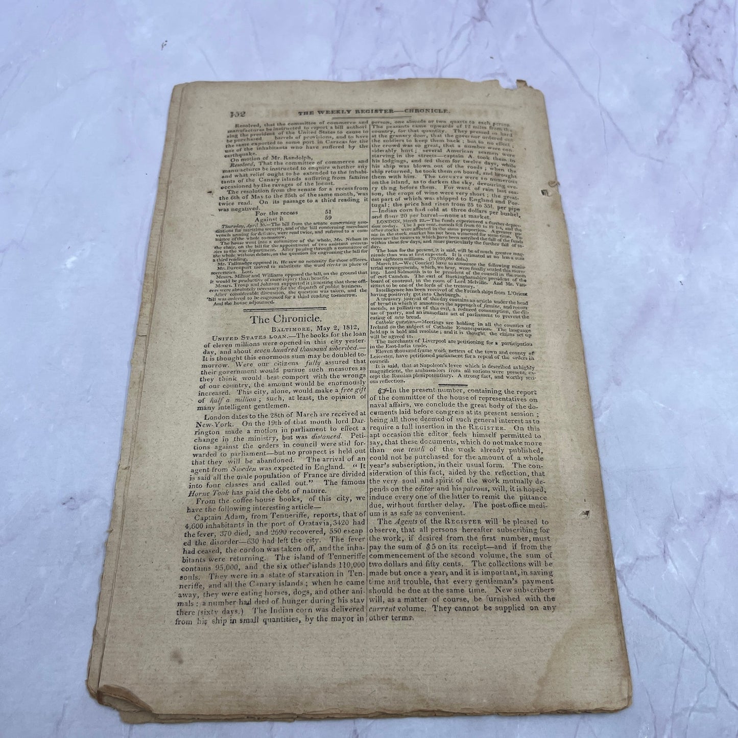 Baltimore Weekly Register May 2, 1812 Joan Eugene Leitensdorfer Bio AF9-5