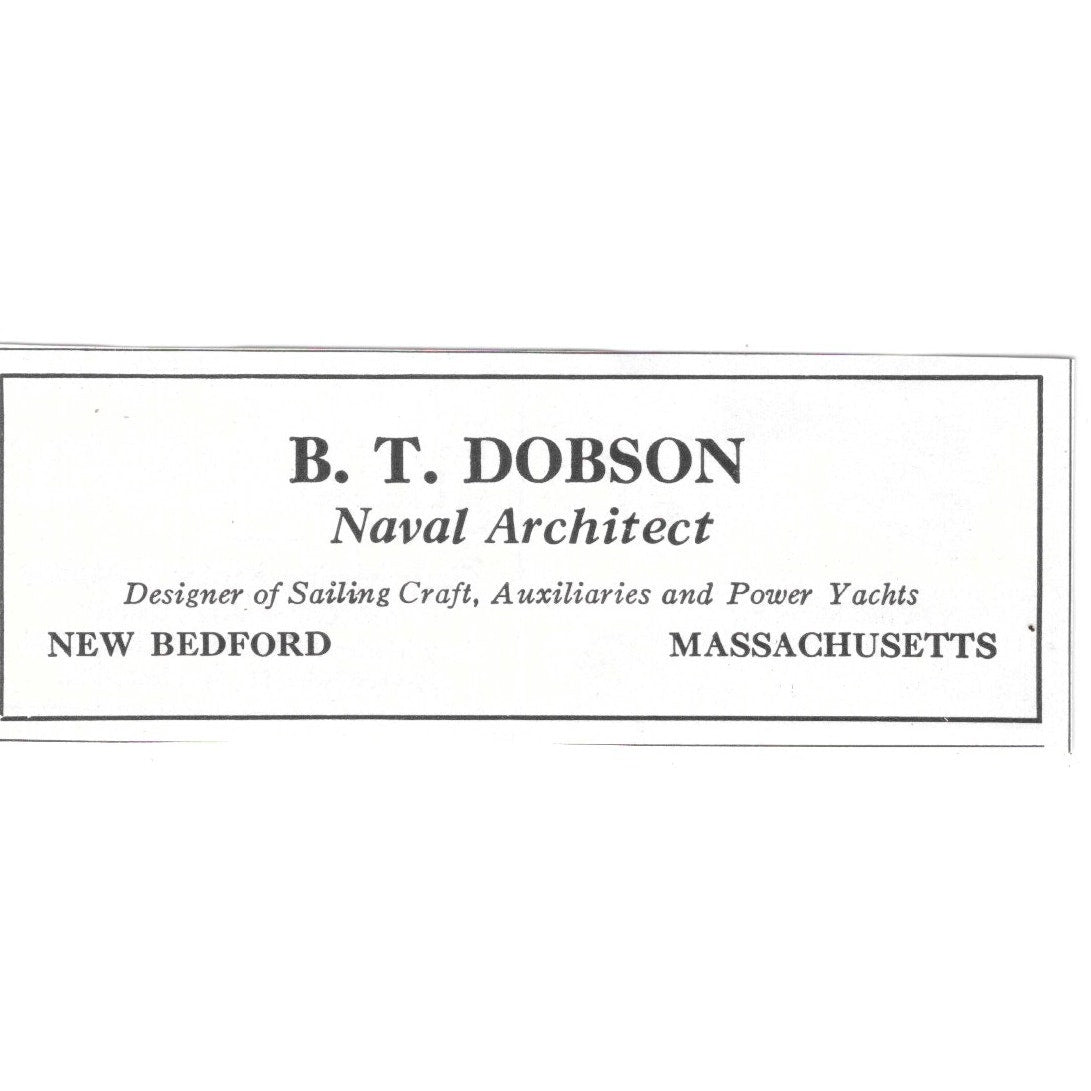 B.T. Dobson Naval Architect New Bedford MA 1932 Ad AG2-M20