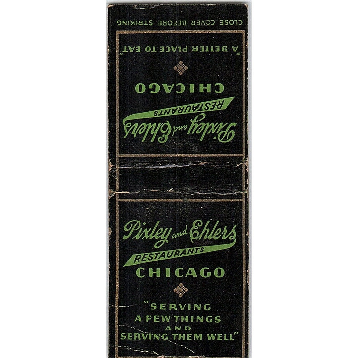 Pixley and Ehlers Restaurants Chicago Vintage Matchbook Cover SF3-Y3