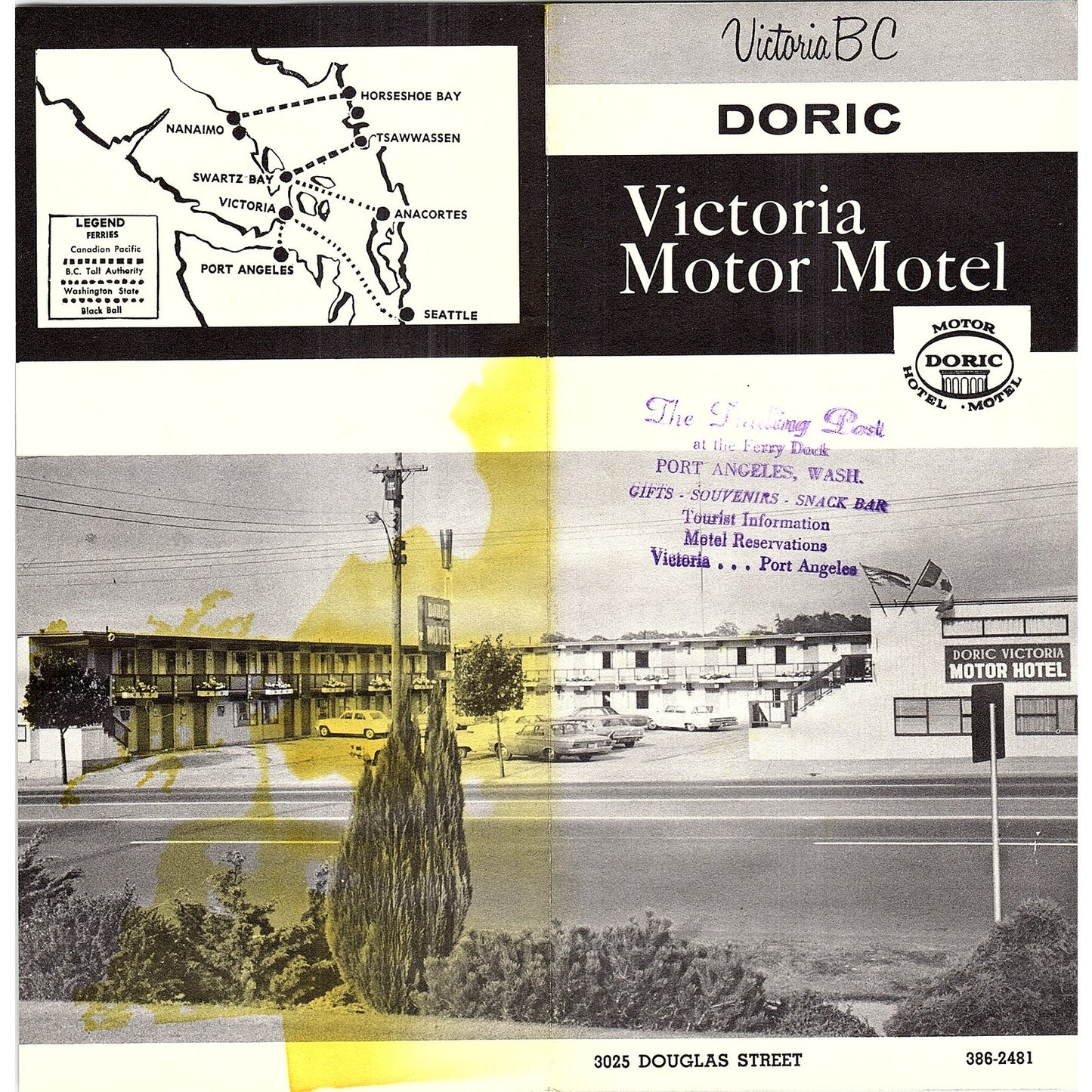 Doric Motor Motel Victoria BC 1960s Travel Brochure TH2-TB4