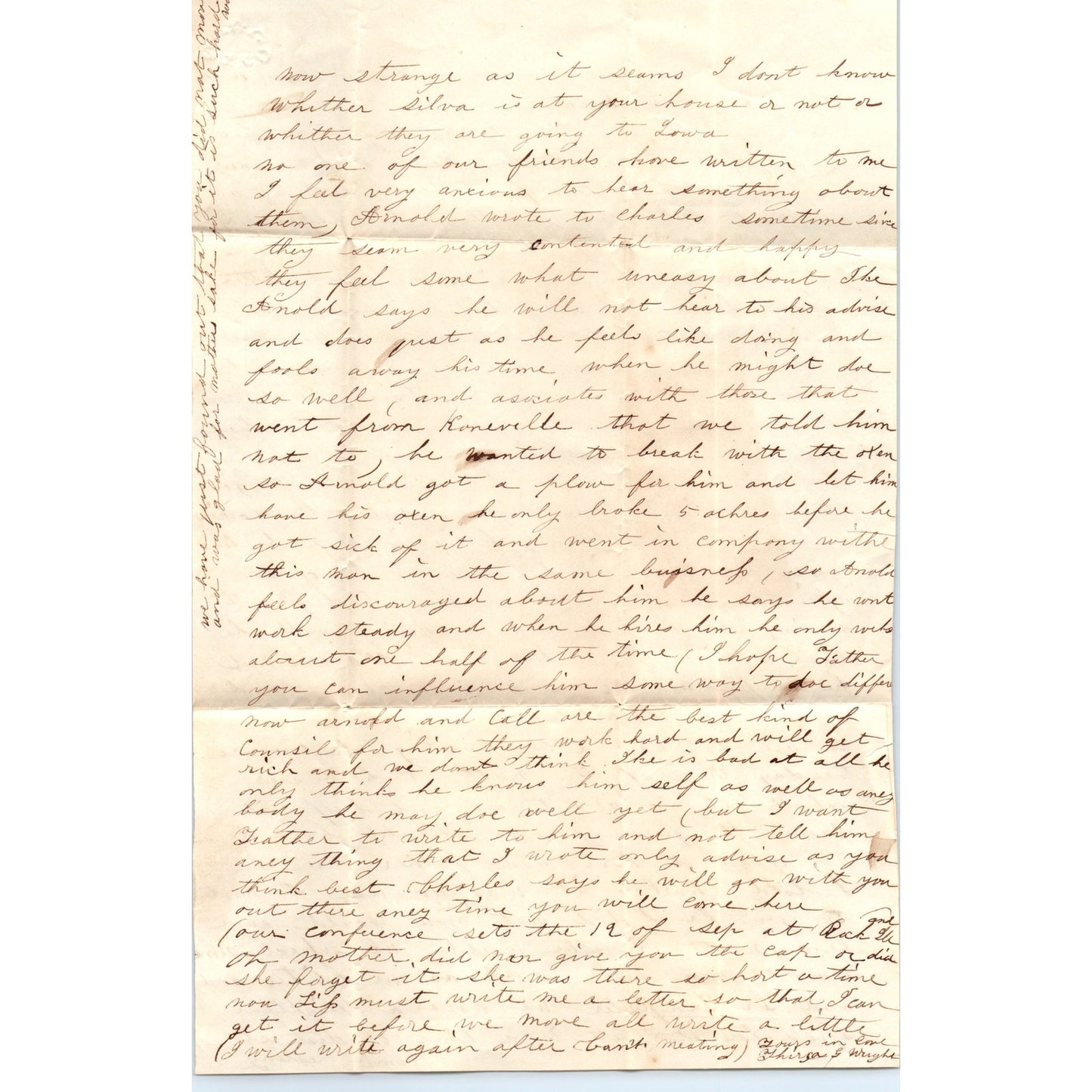 1855 Handwritten Letter Thirsa Wright Kingston NY D23