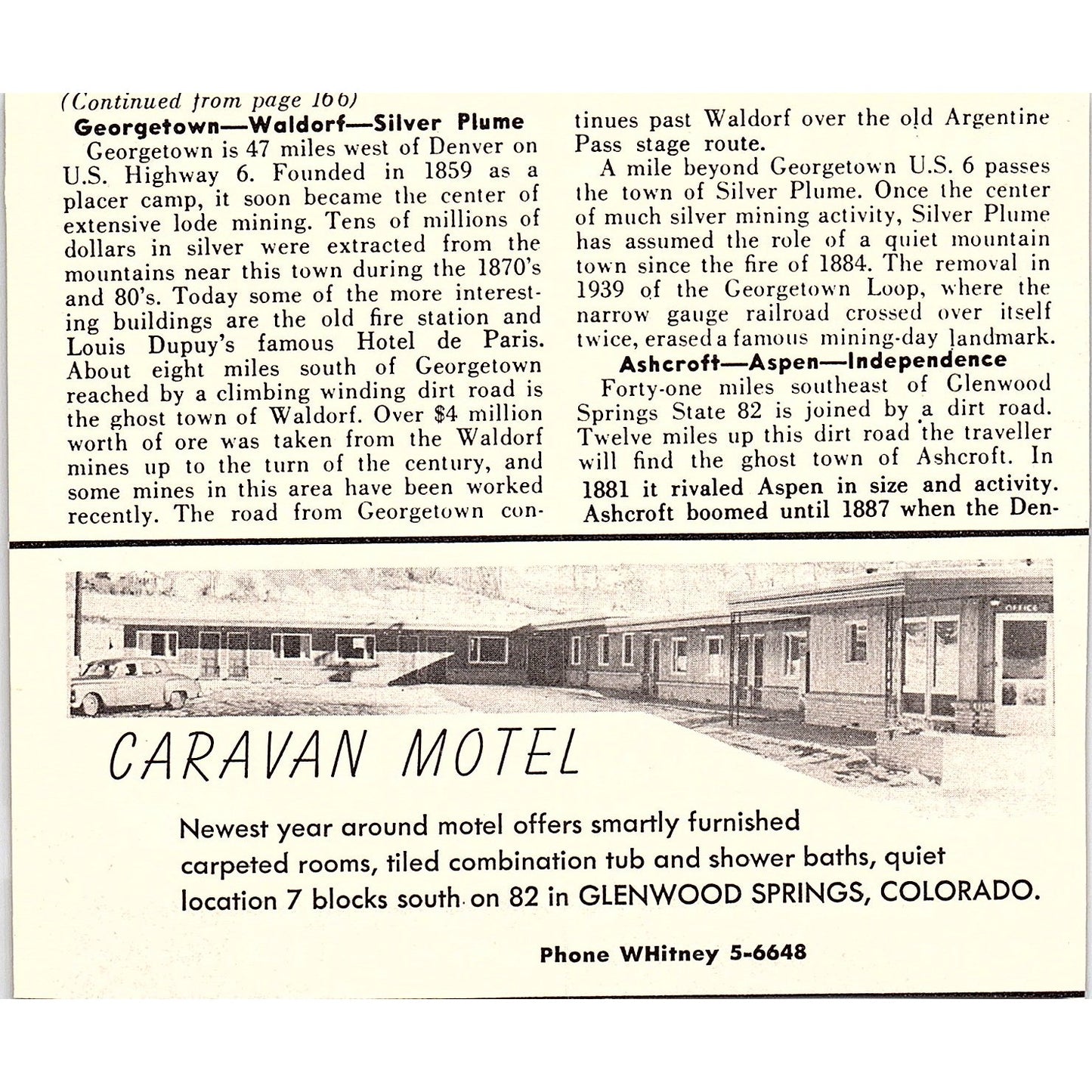 Silver Spruce Motor Lodge Glenwood Springs CO 1958 Ad AG1-H5