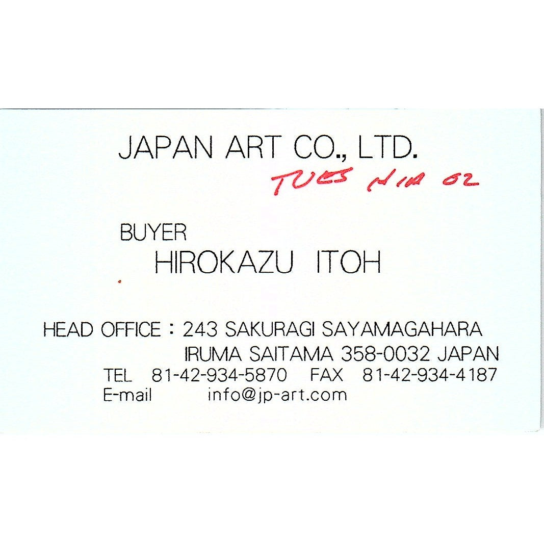 Japan Art Co Ltd Buyer Hirokazu Itoh Iruma Saitama Vintage Business Card SC9-B10