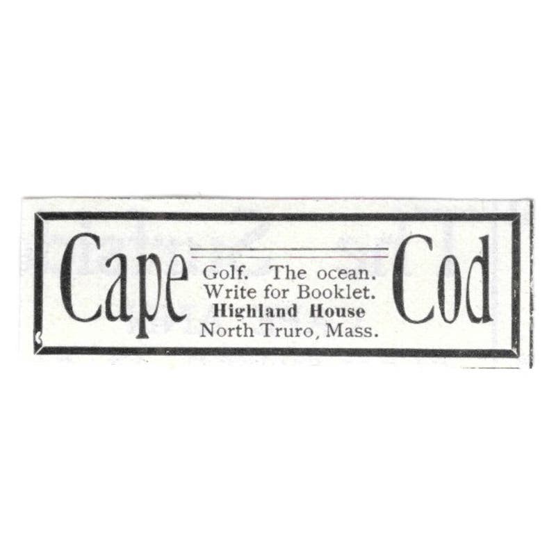 Cape Cod Highland House Golf North Truro MA c1918 Original Advertisement AE5-SV5