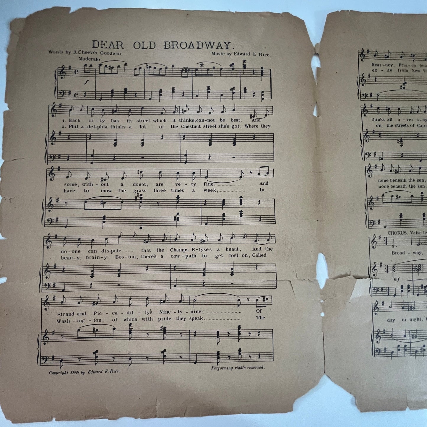 Dear Old Broadway Marguerita Sylva W.A. Brady 1899 Sheet Music V33-3