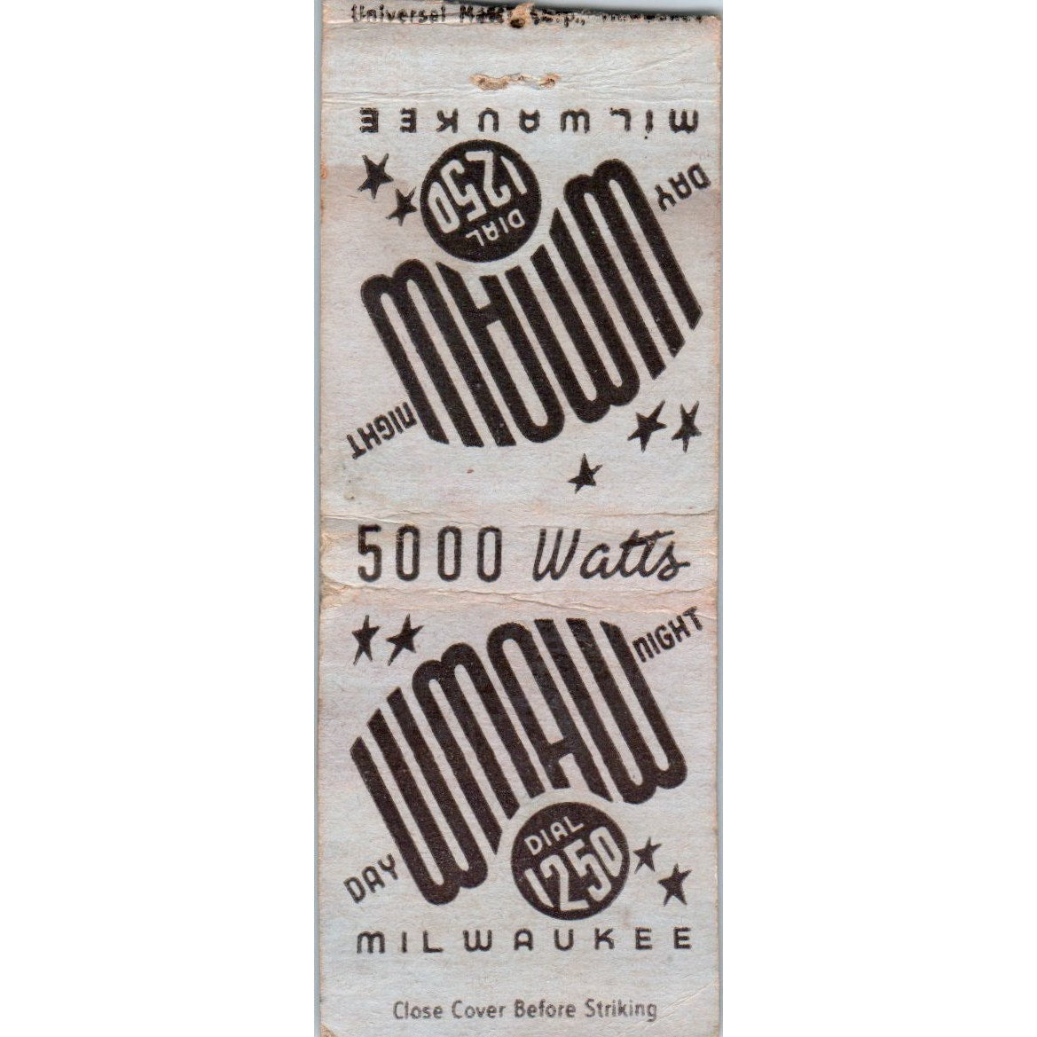 WMAU 1250 Radio Milwaukee WI Vintage Matchbook Cover SD2-Y11