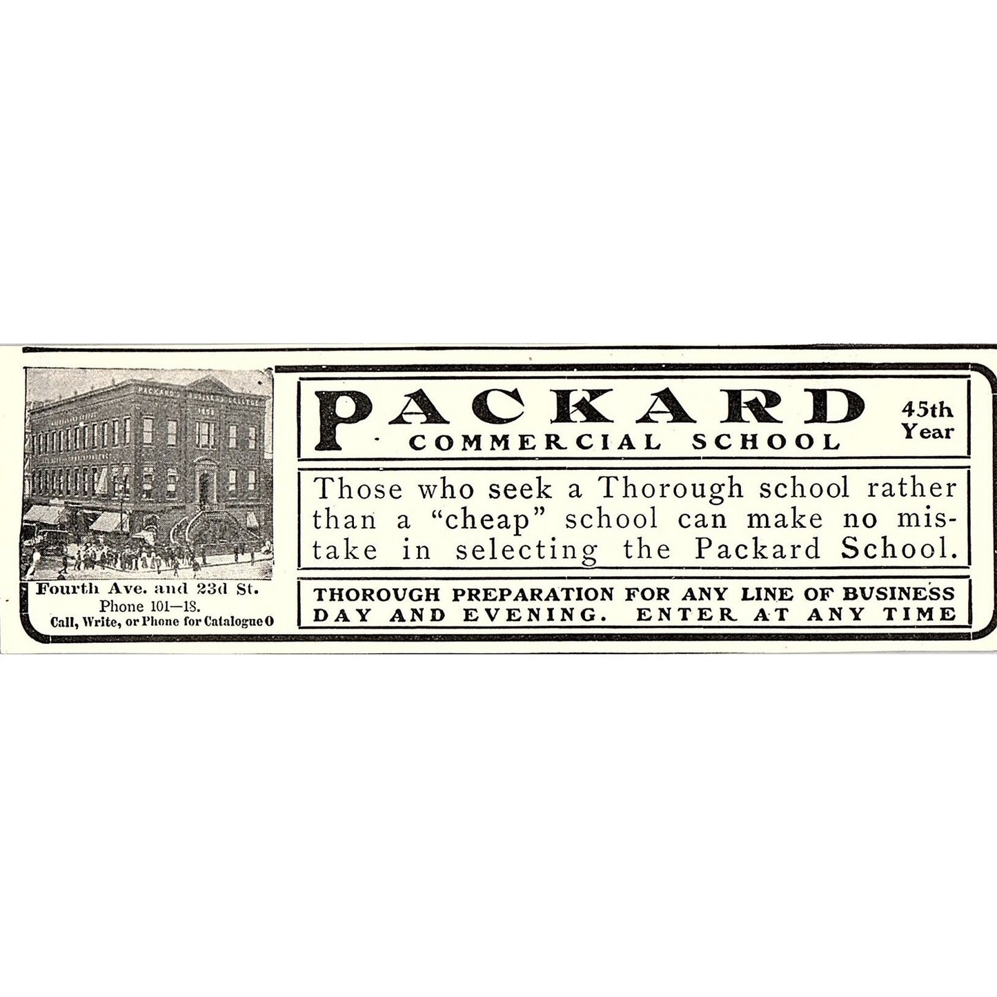 Packard Commercial School Fourth Ave & 23rd St 1903 Ad AF8-H2