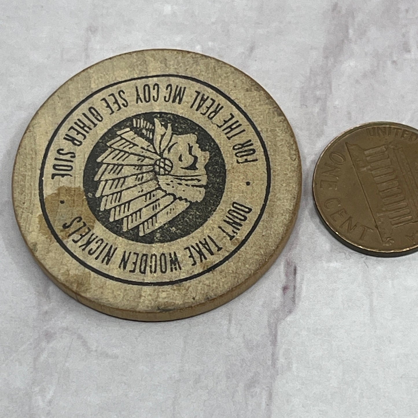 Vintage Wooden Nickel Barnes Equipment Britt Iowa SC1