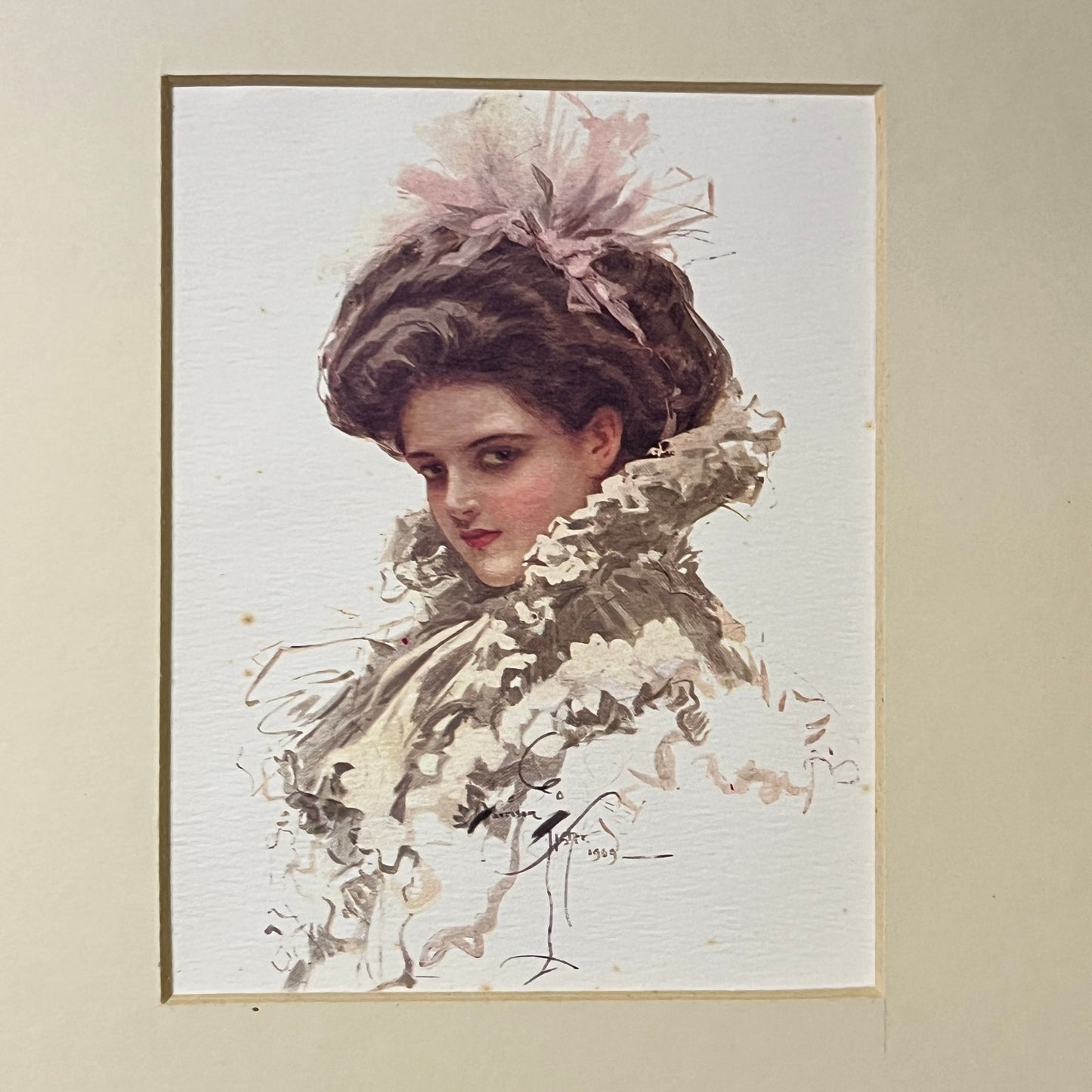 1909 American Beauties by Harrison Fisher Matted Art Print 9.5x7.5 V4
