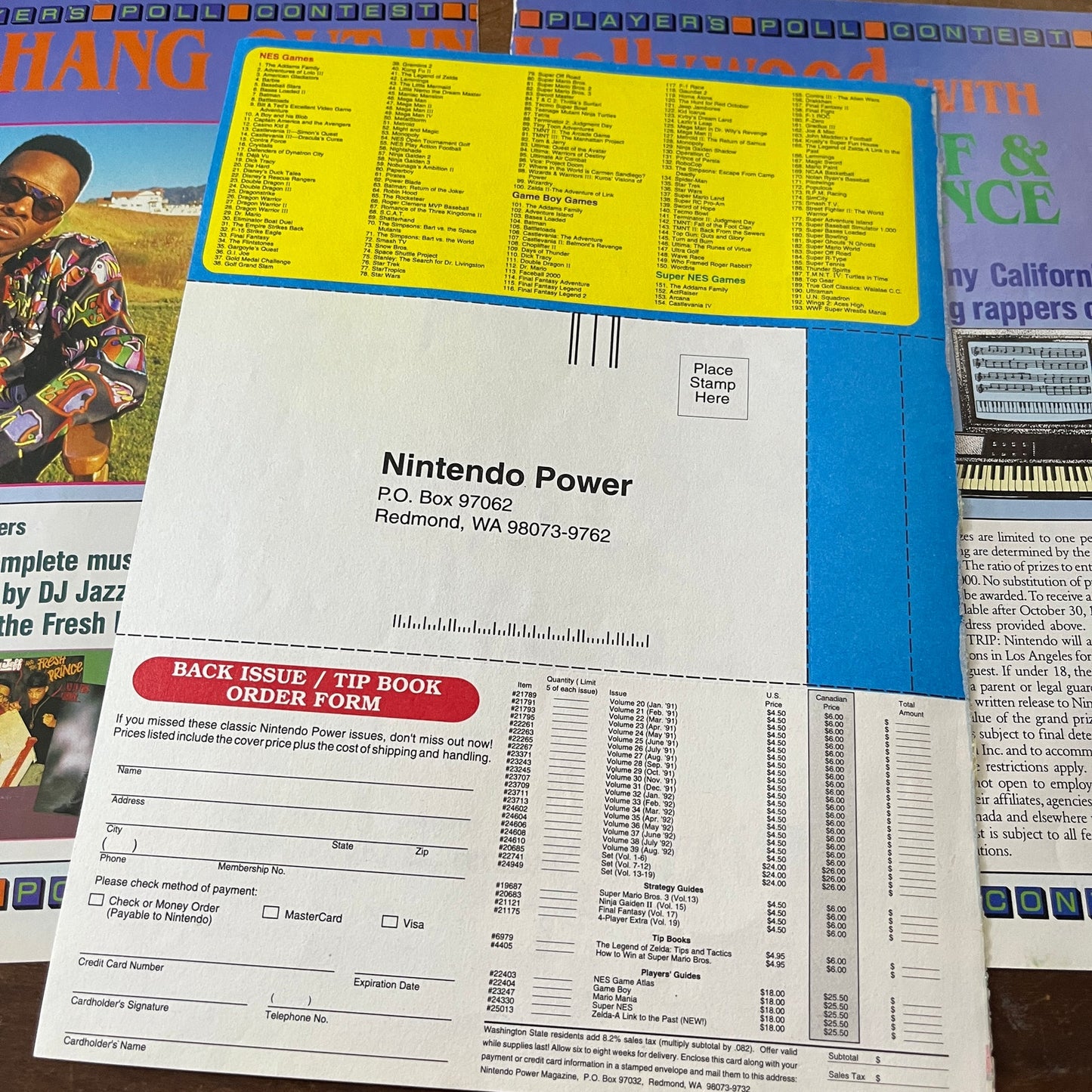 Nintendo Power Player's Poll Contest DJ Jazzy Jeff & Fresh Prince 1992 AG1-12
