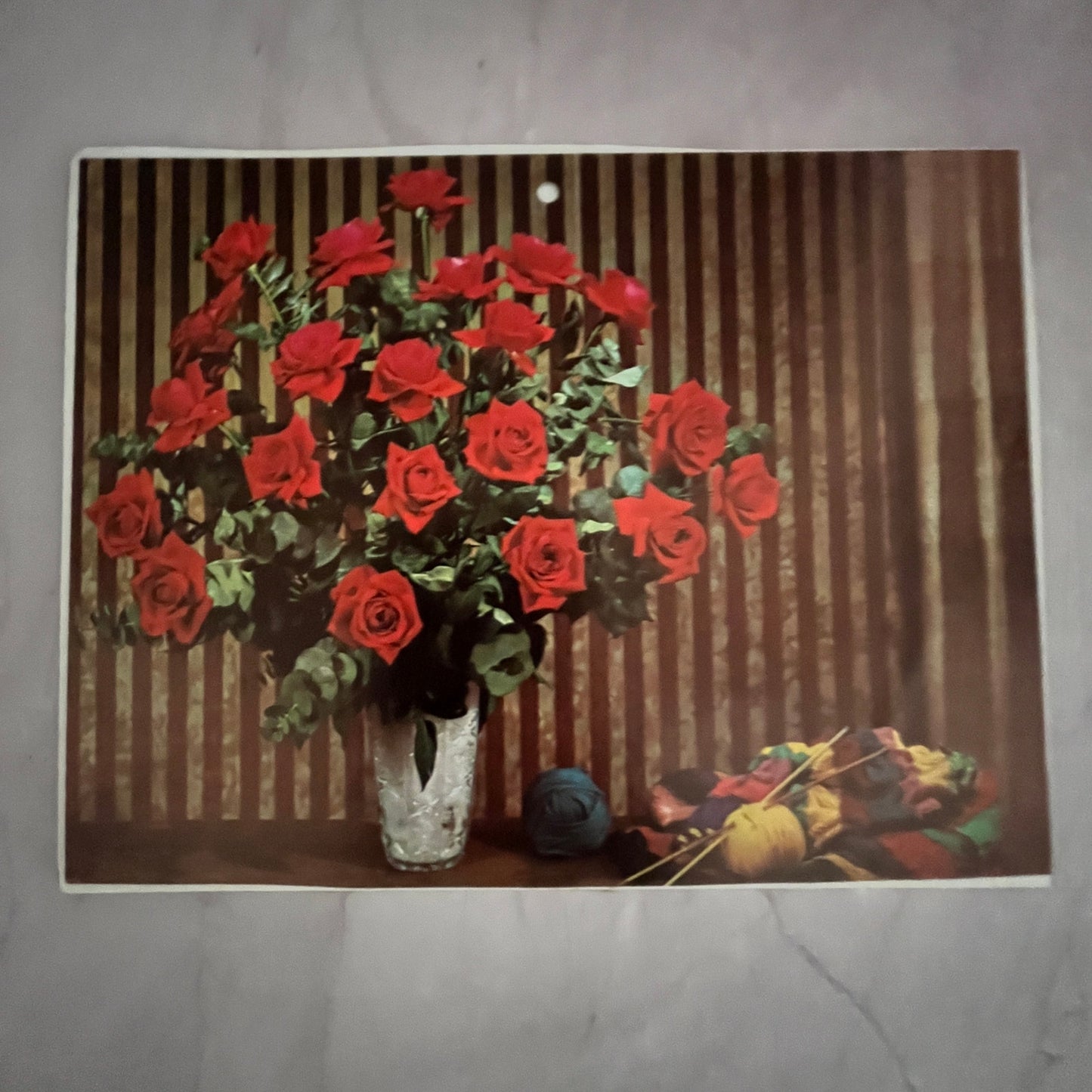 Retro Kitsch Bouquet of Red Roses 6x8" Art Print V23