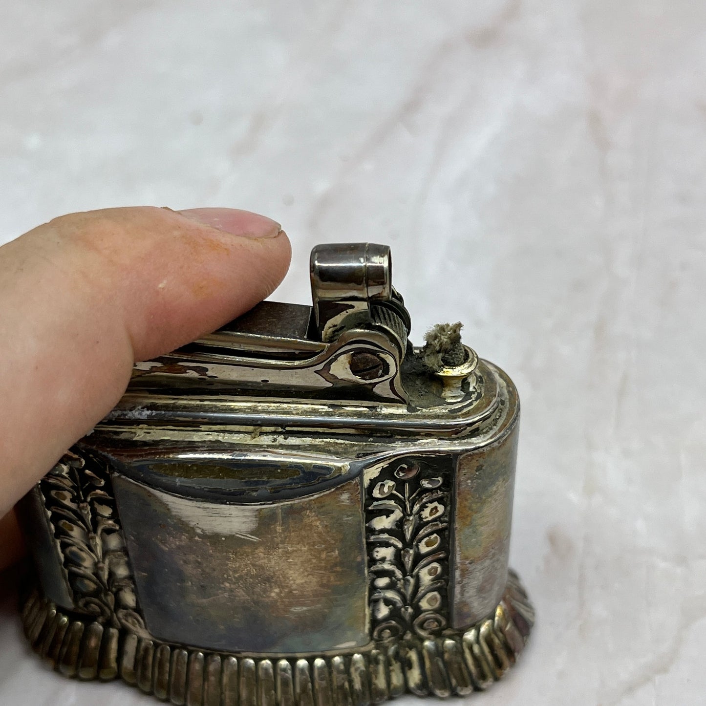 Vintage Art Deco Ronson Monogrammed 'D' Diana Silver Plate Table Lighter TL33