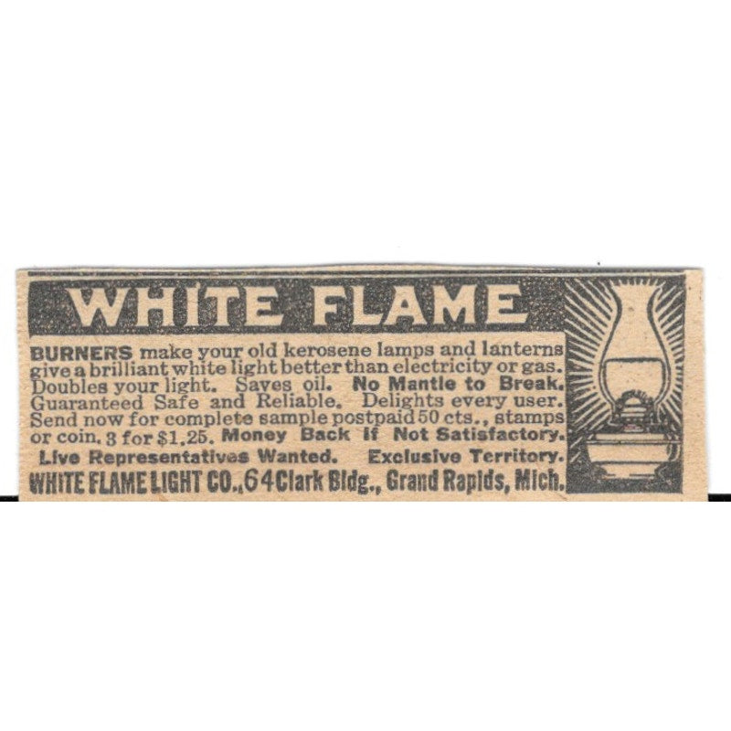 White Flame Light Co Grand Rapids Michigan 1920 Ad AG2-S9