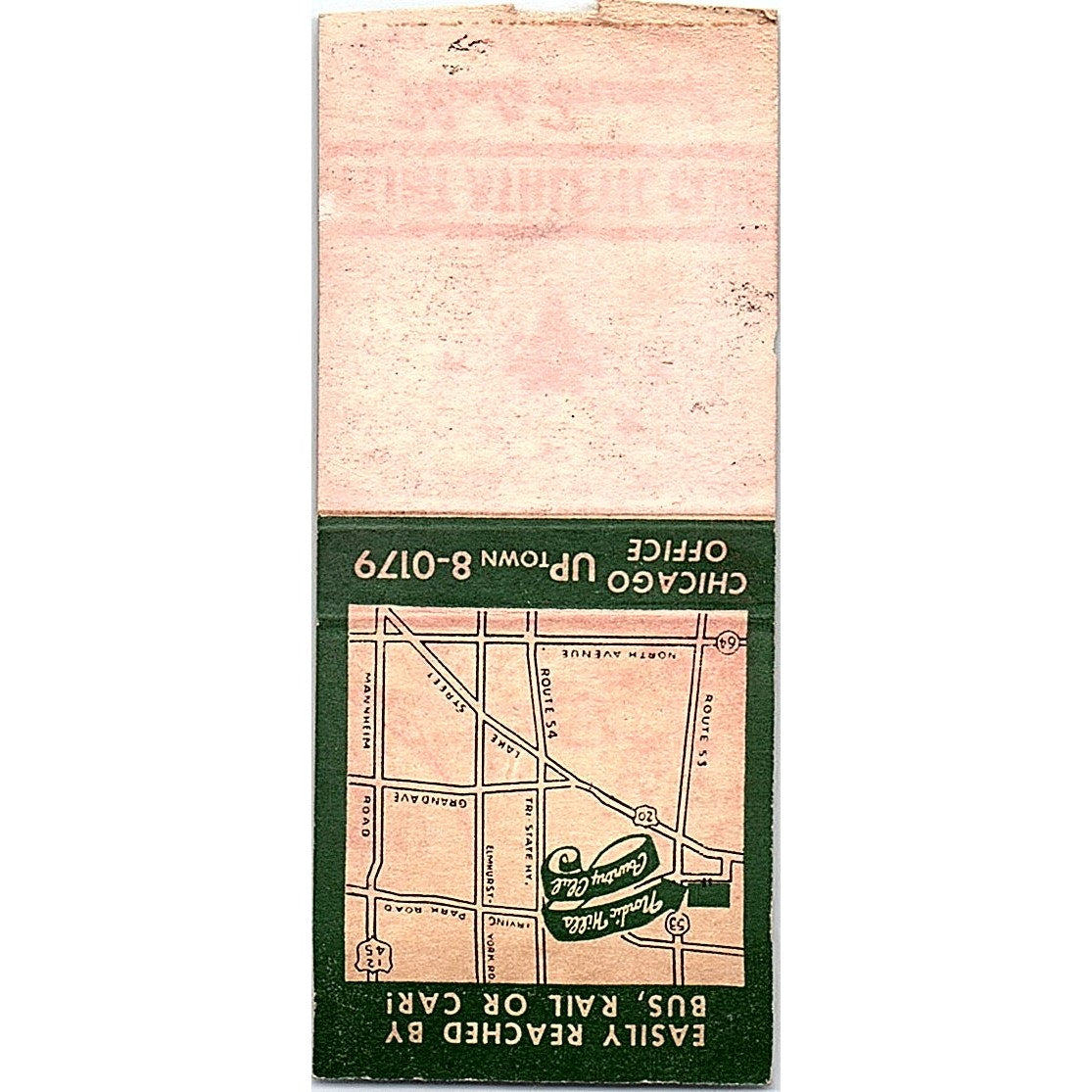 Nordic Hill Country Club Itasca IL Vintage Matchbook Cover SF3-Y7